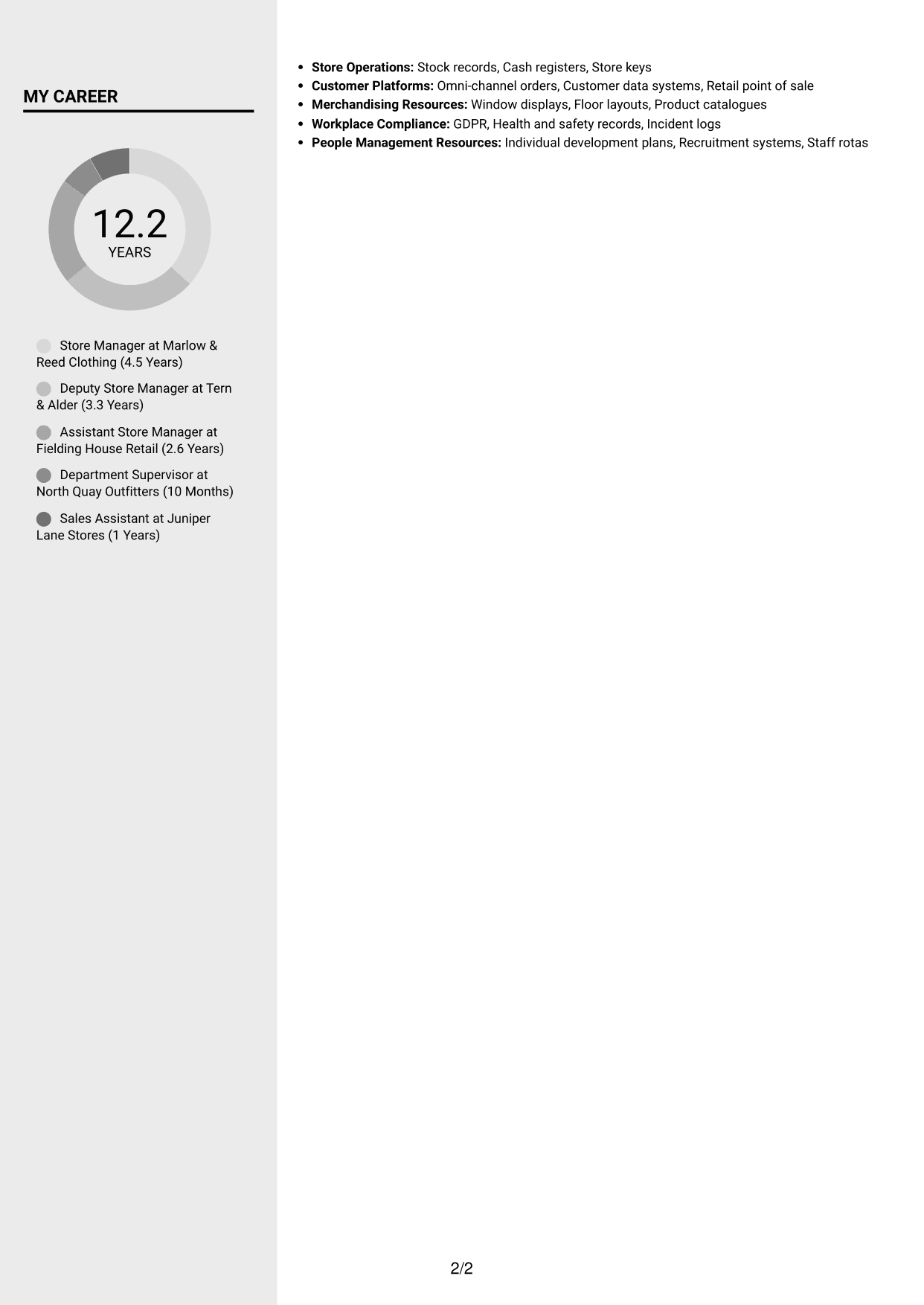 CV example — page 2