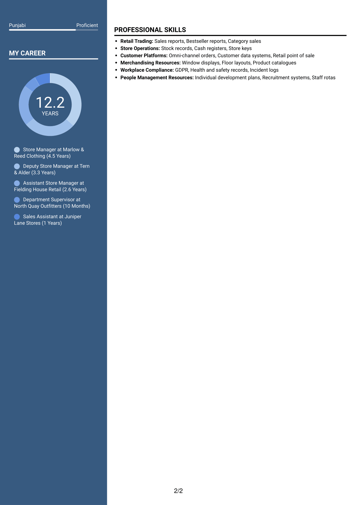 CV example — page 2