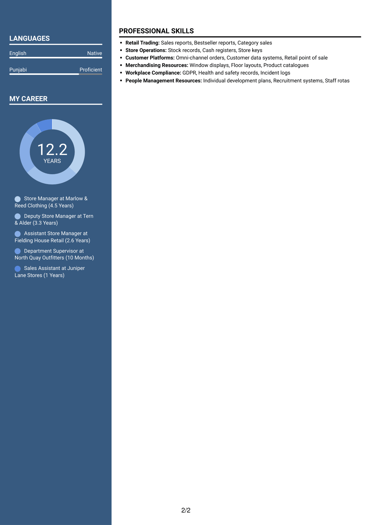 CV example — page 2