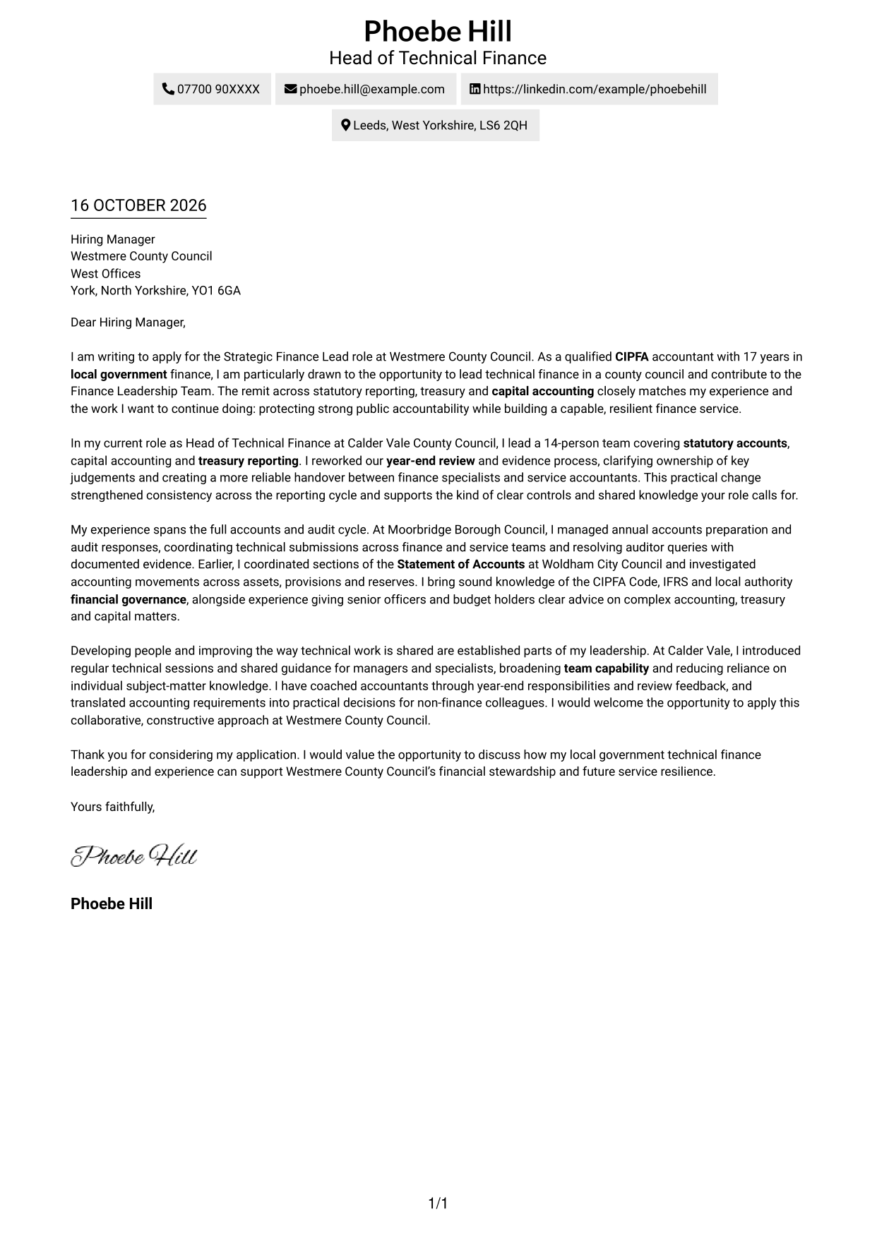 Cover letter example — page 1