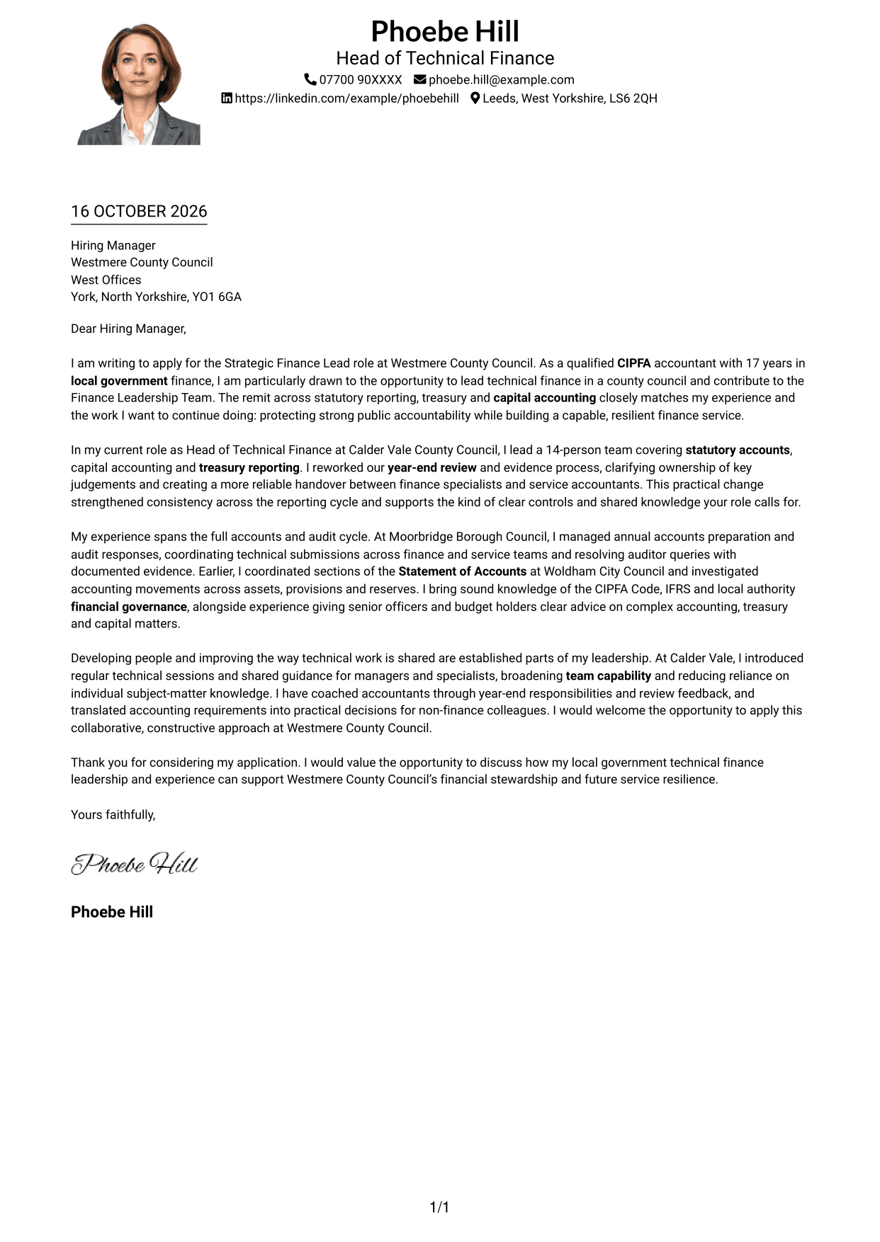 Cover letter example — page 1