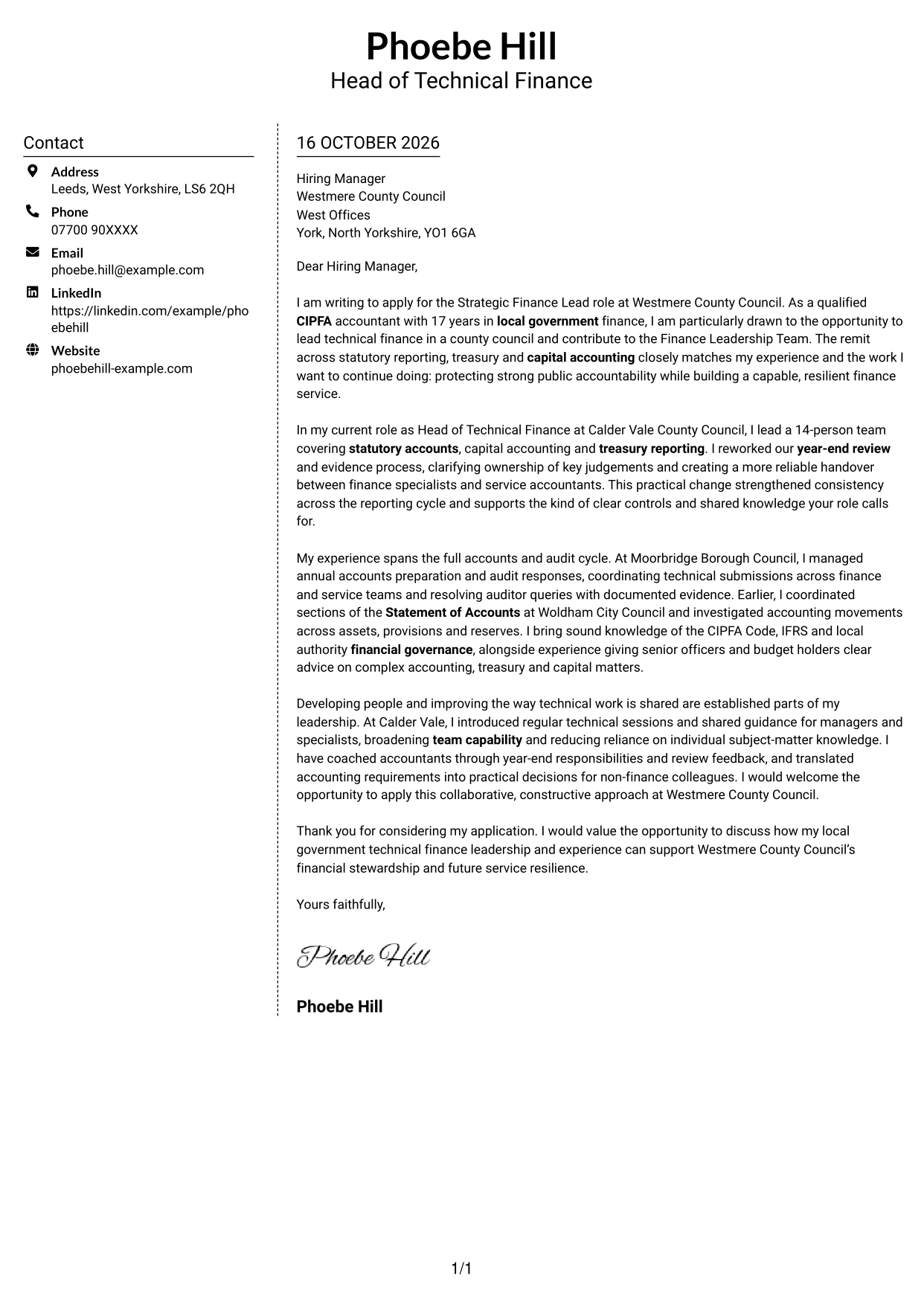 Cover letter example — page 1