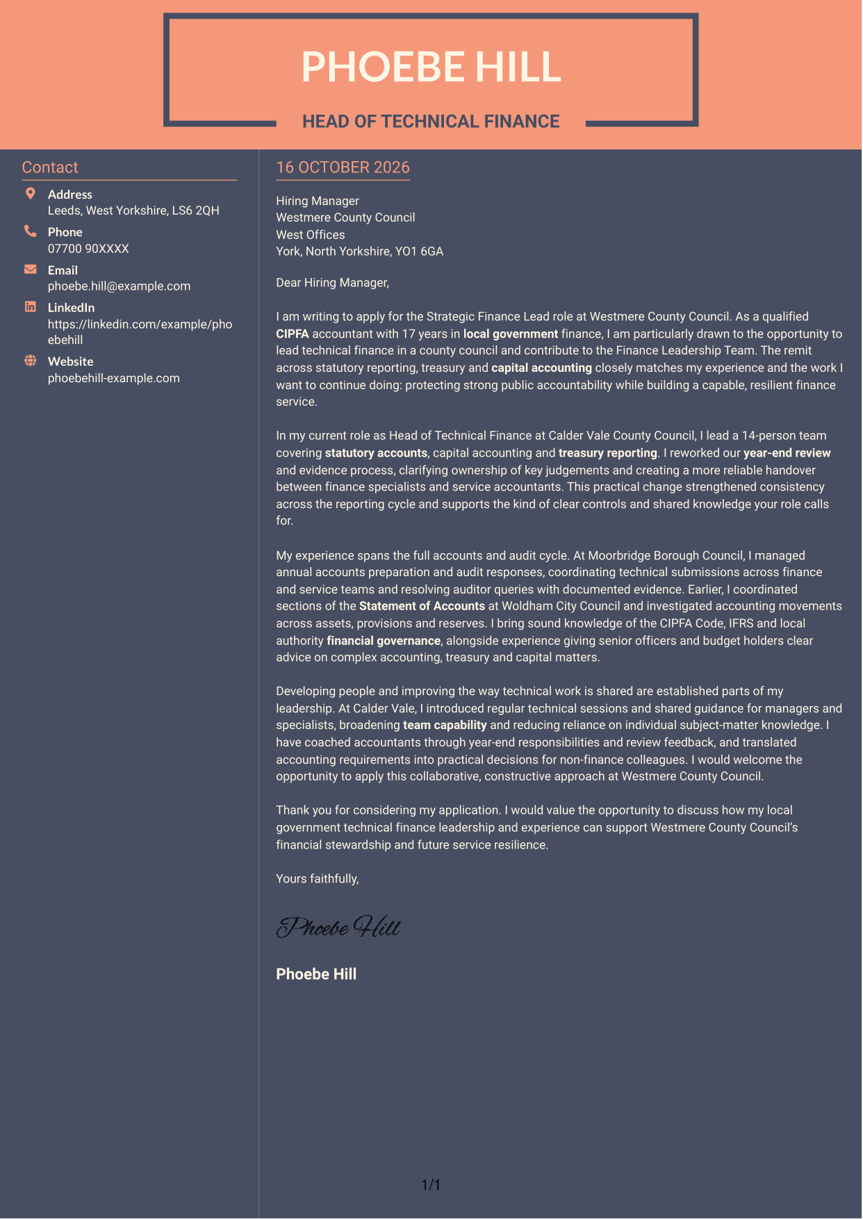 Cover letter example — page 1