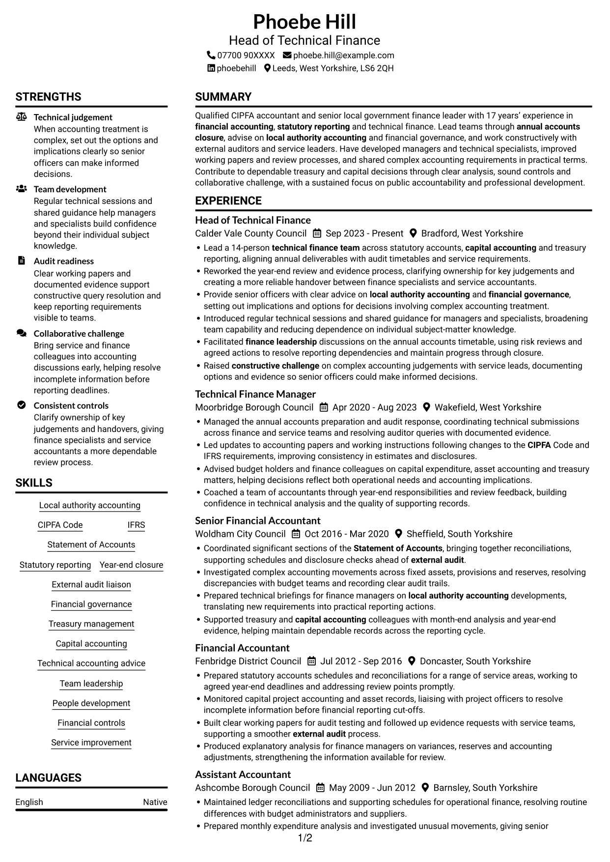 CV example — page 1