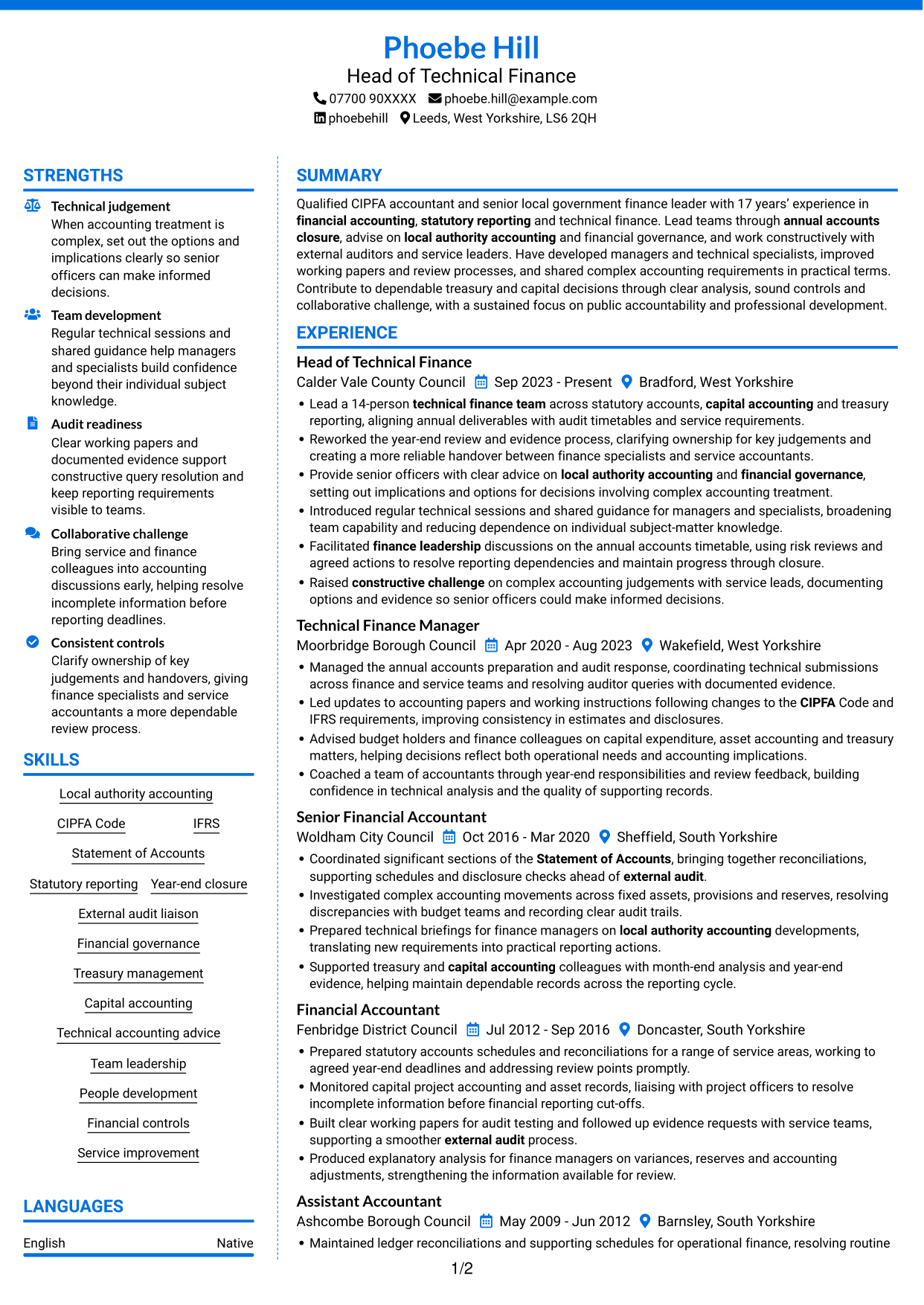 CV example — page 1