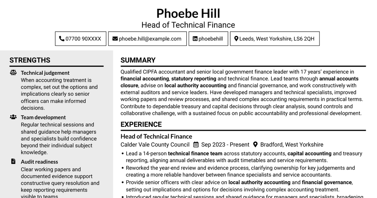 7 Strategic Finance Lead - Technical Finance CV Templates with Example