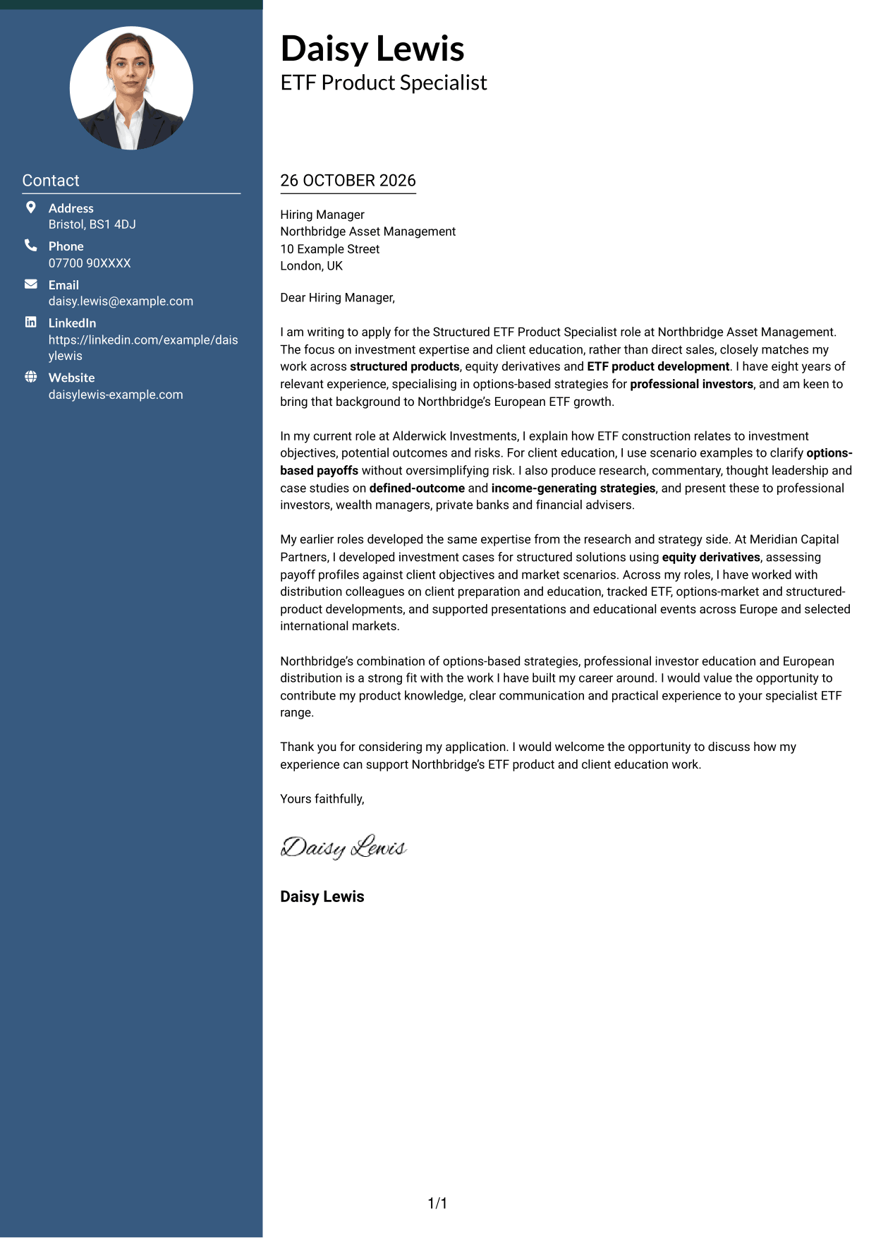 Cover letter example — page 1