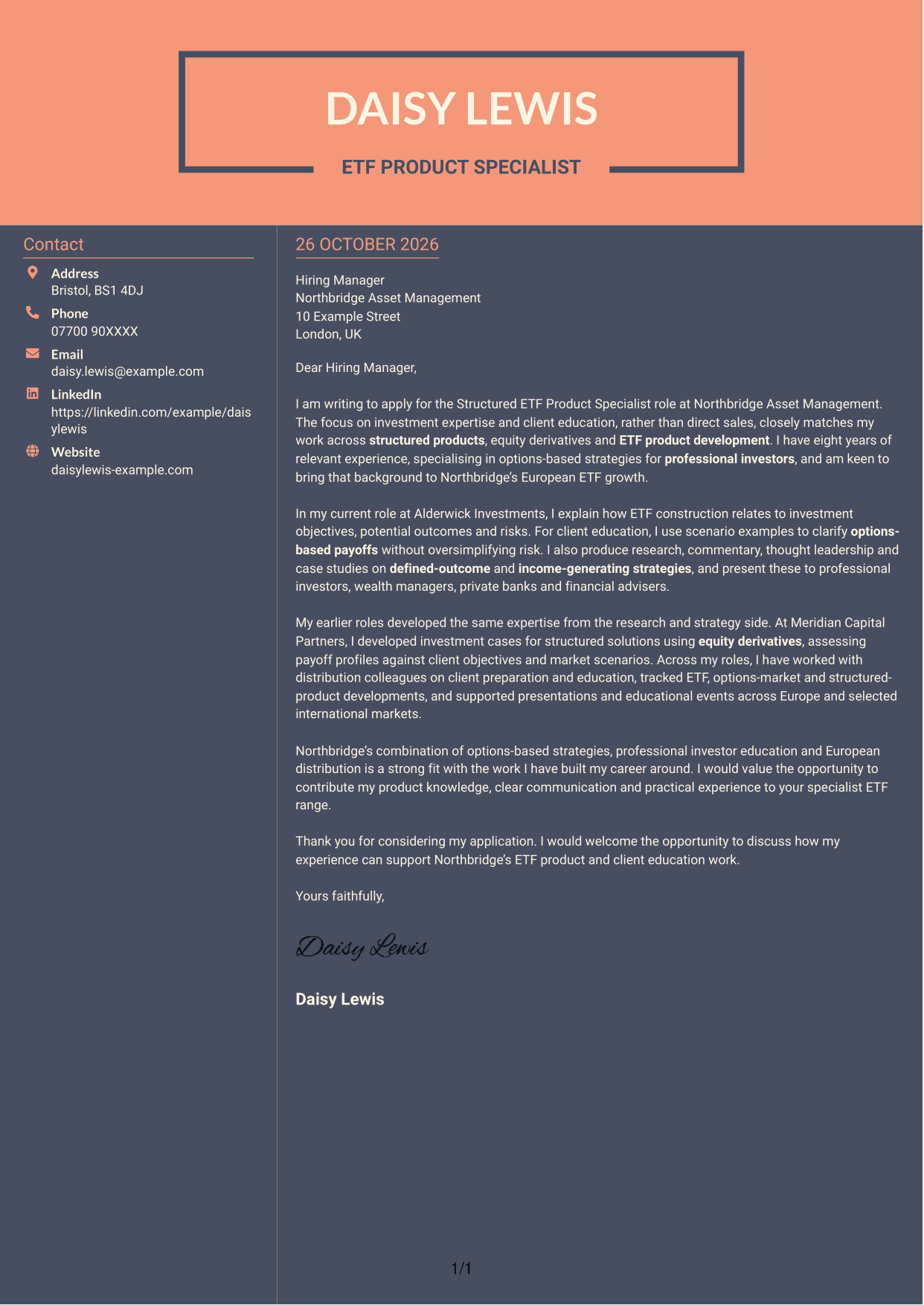 Cover letter example — page 1