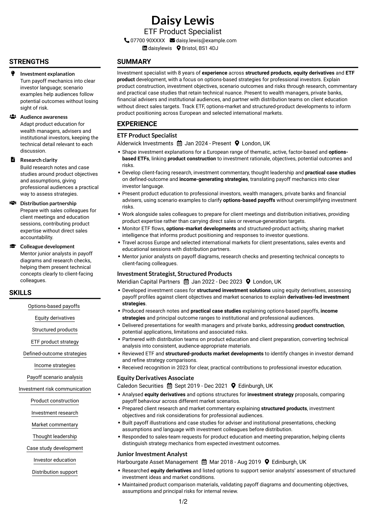 CV example — page 1