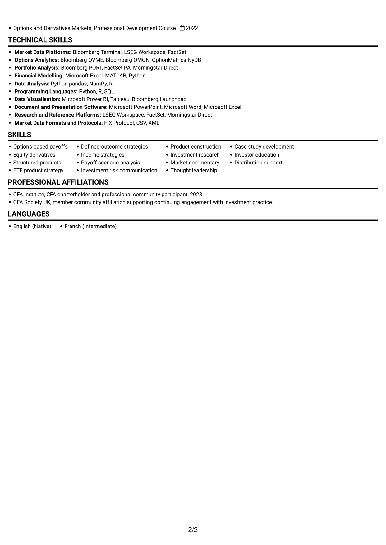 CV example — page 2