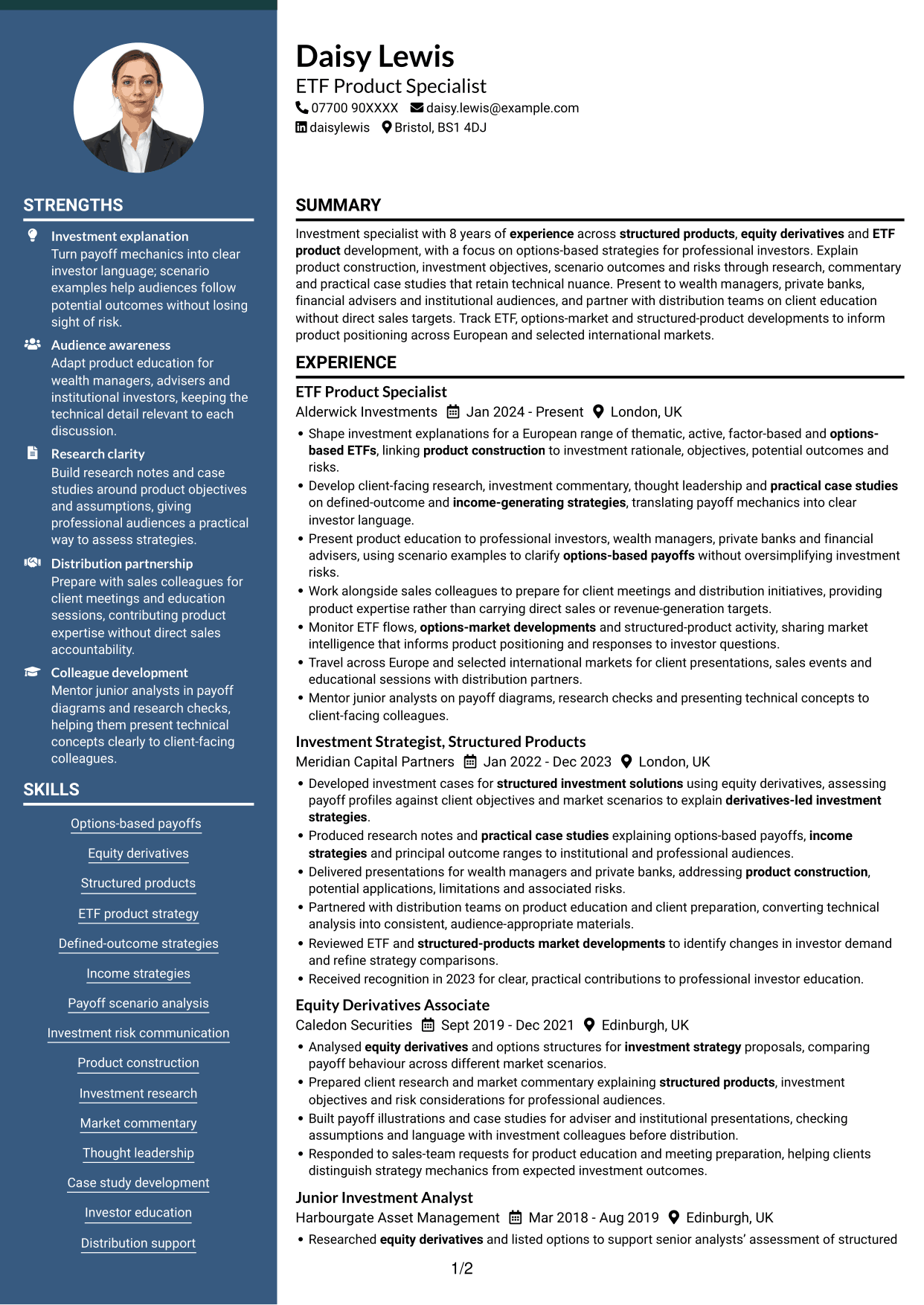 CV example — page 1