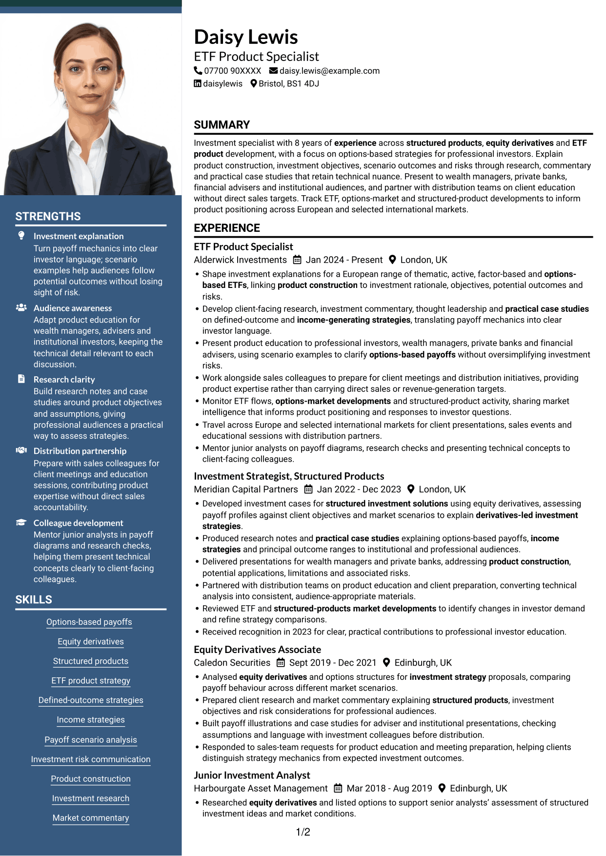 CV example — page 1