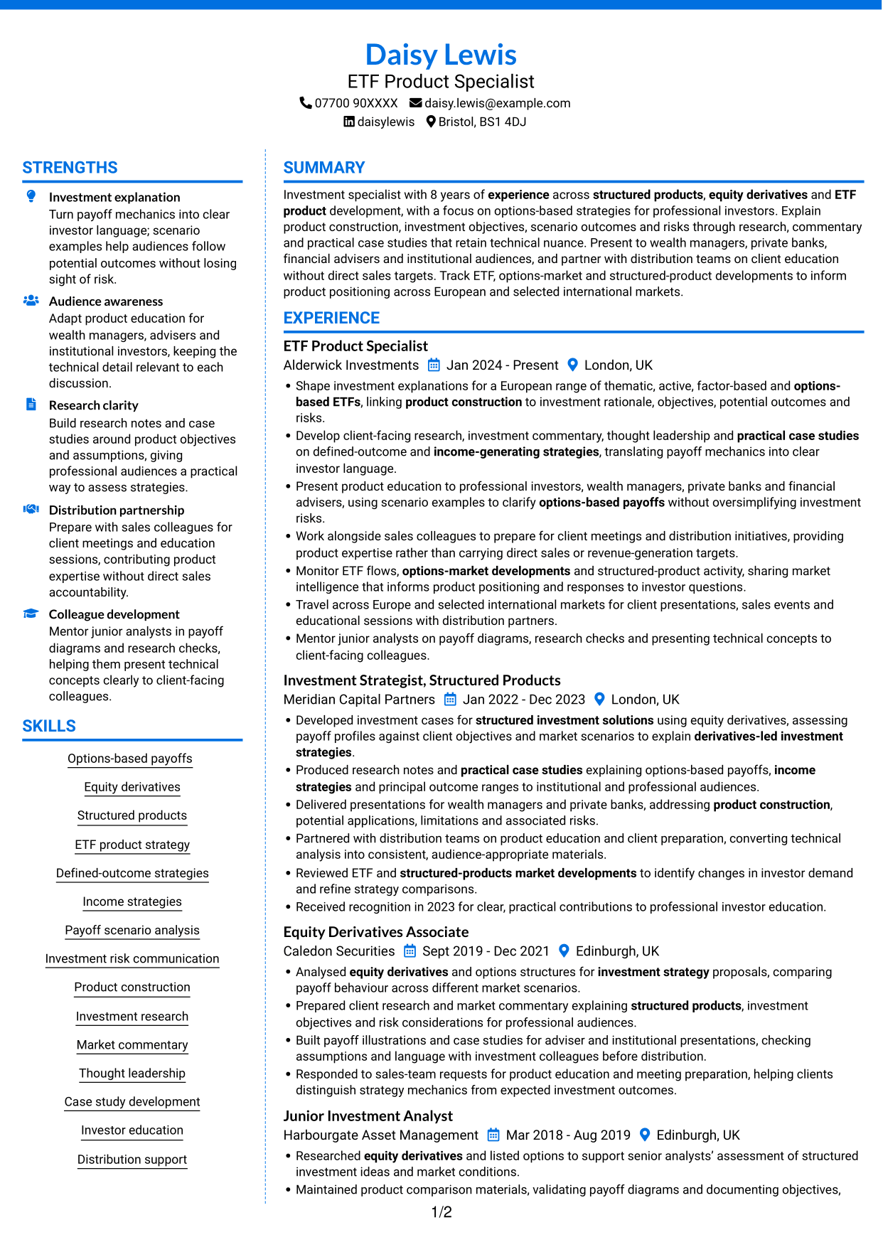 CV example — page 1