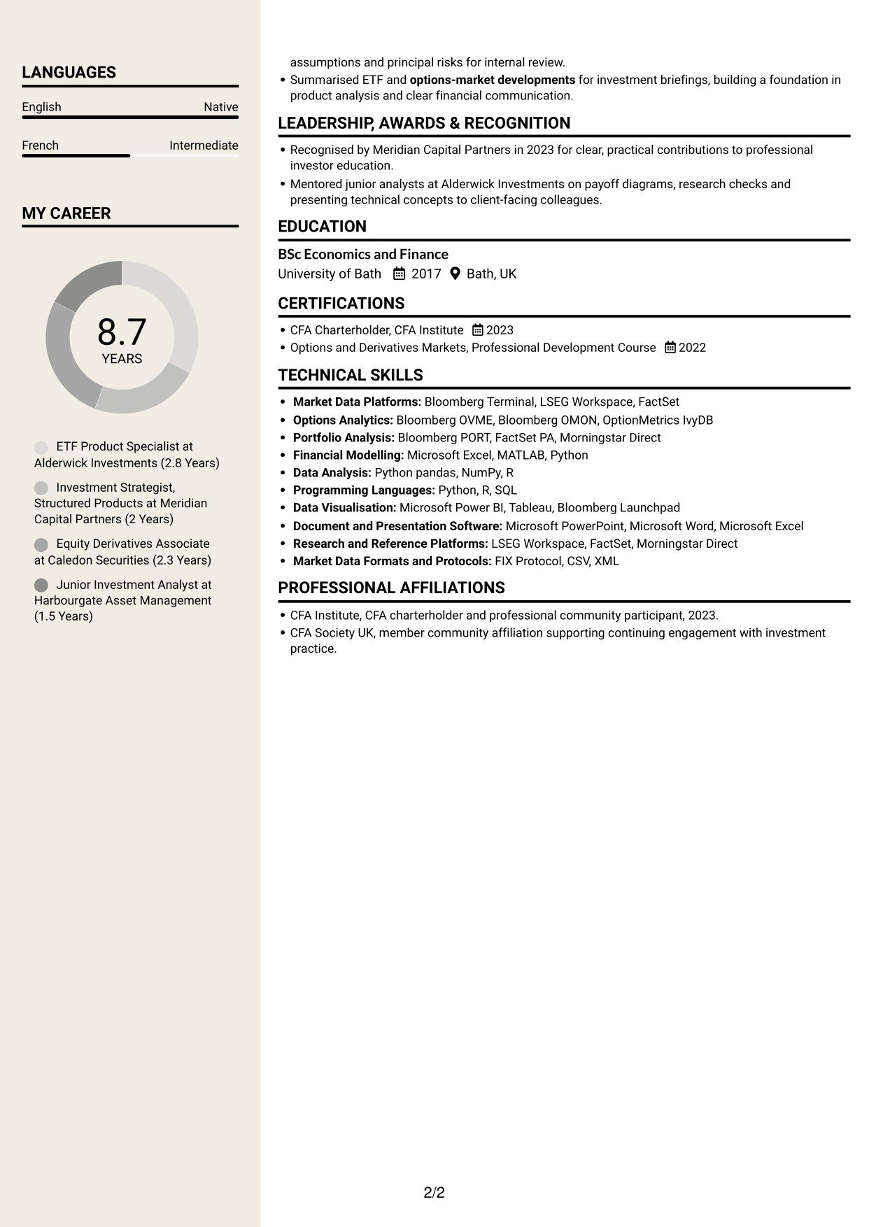 CV example — page 2