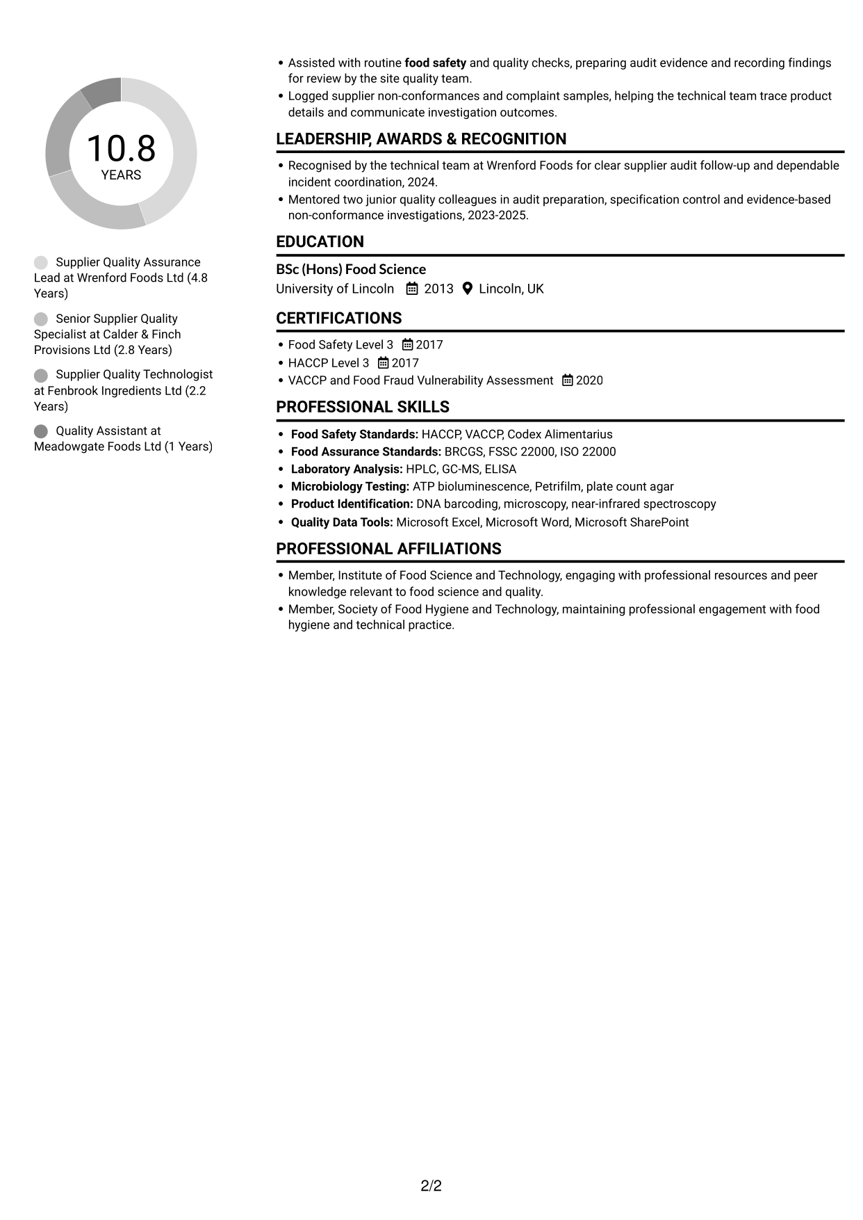 CV example — page 2