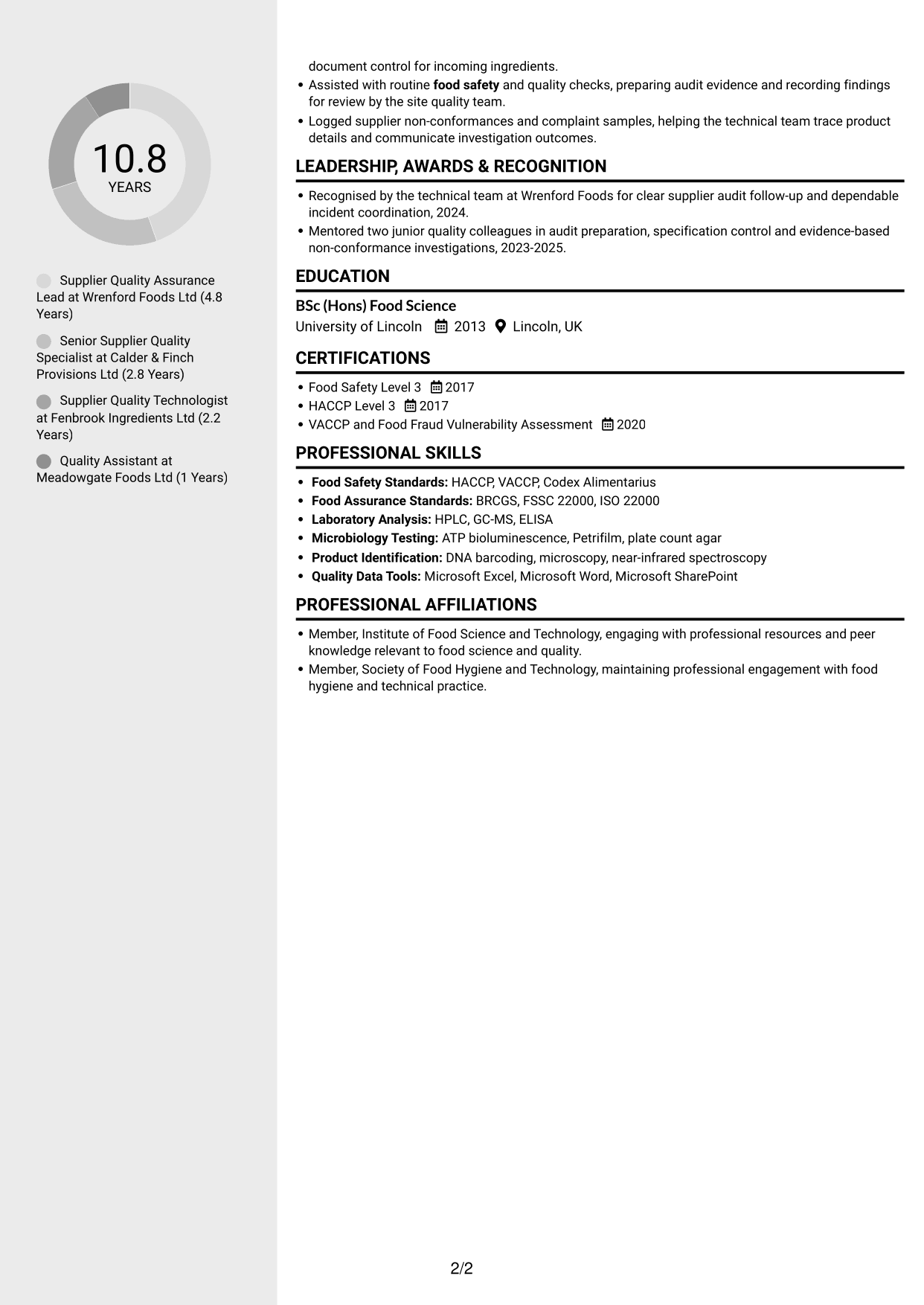 CV example — page 2