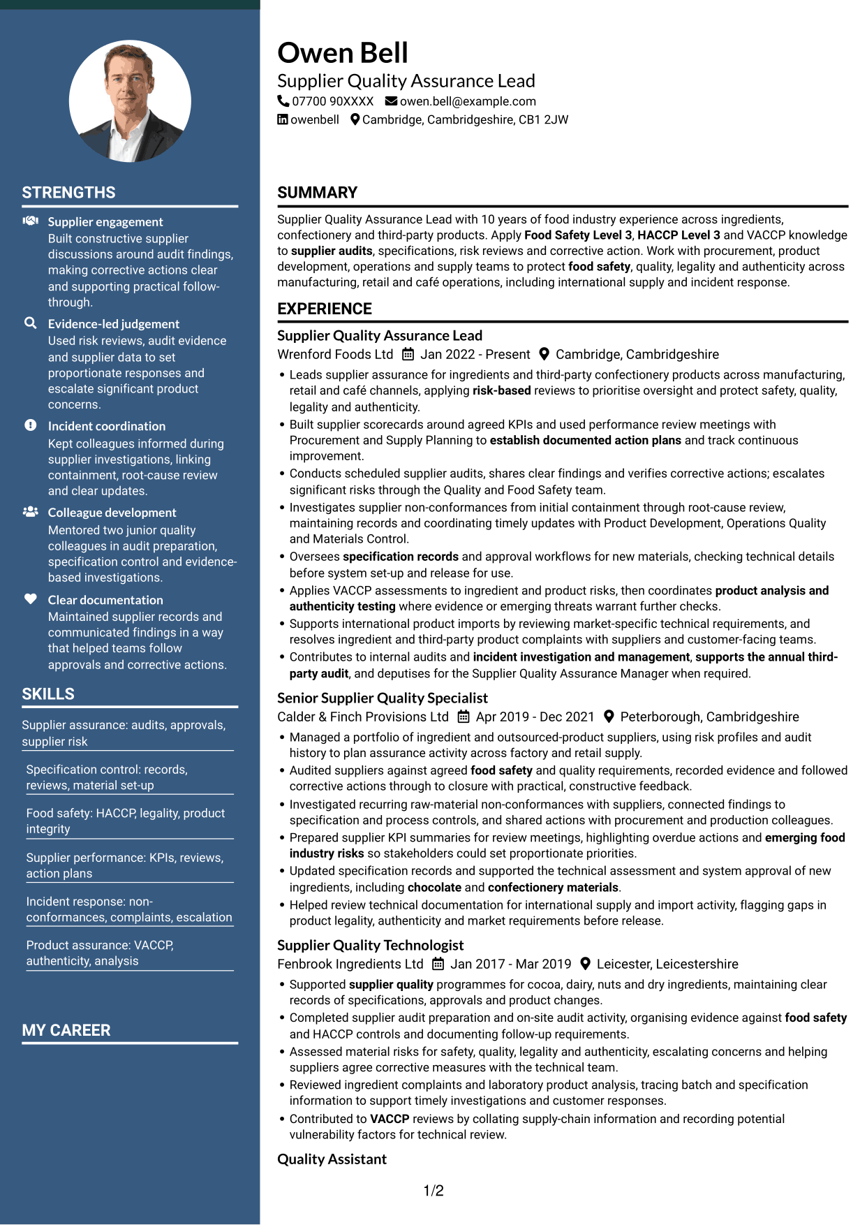 CV example — page 1