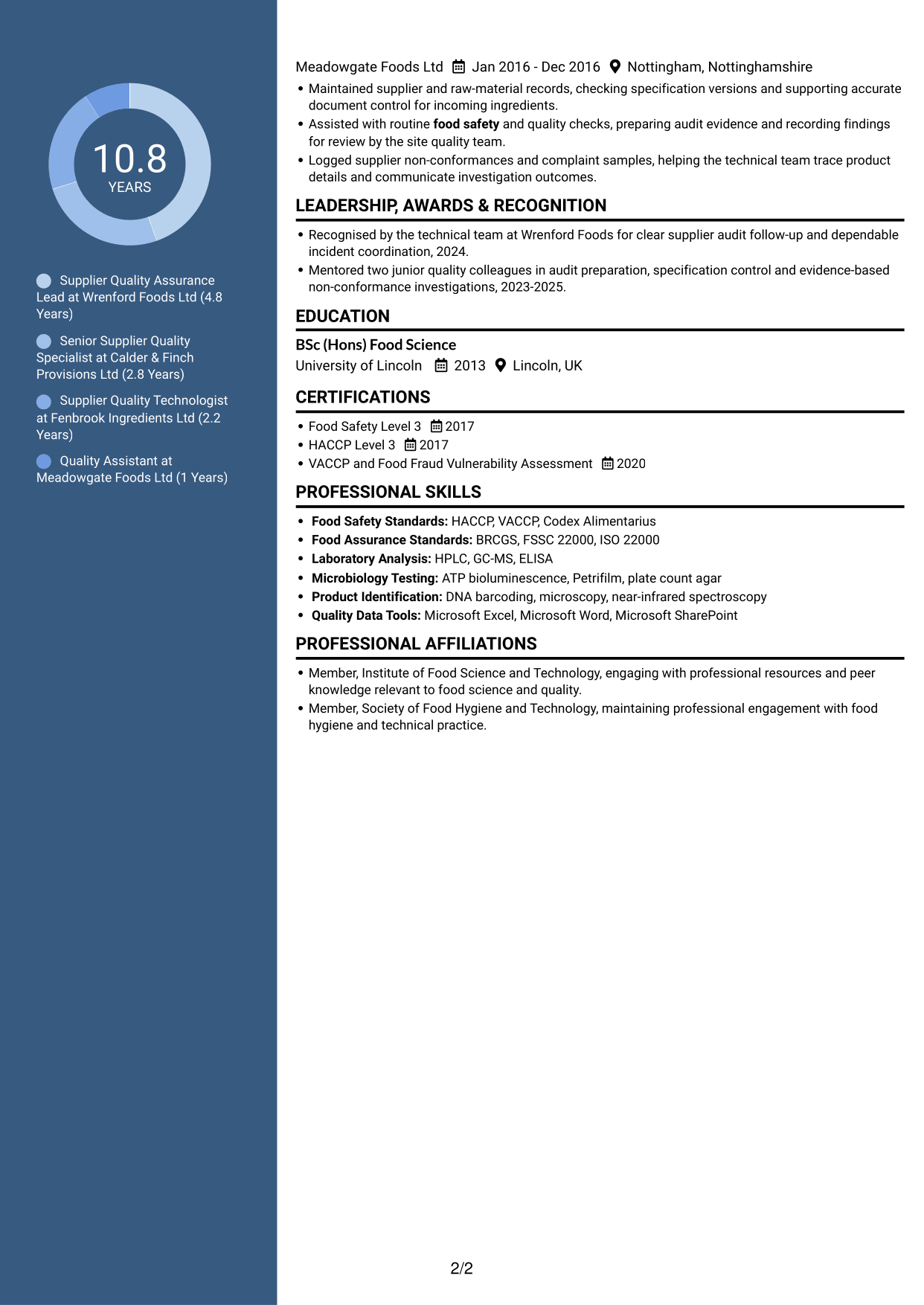 CV example — page 2