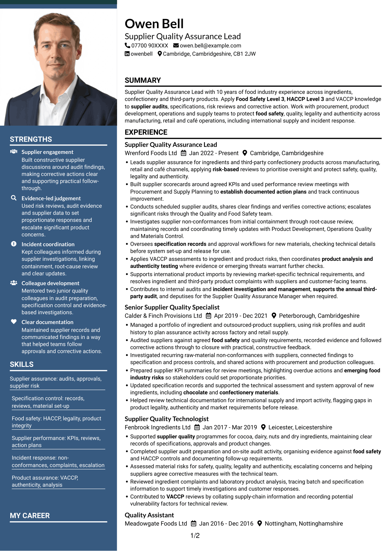 CV example — page 1