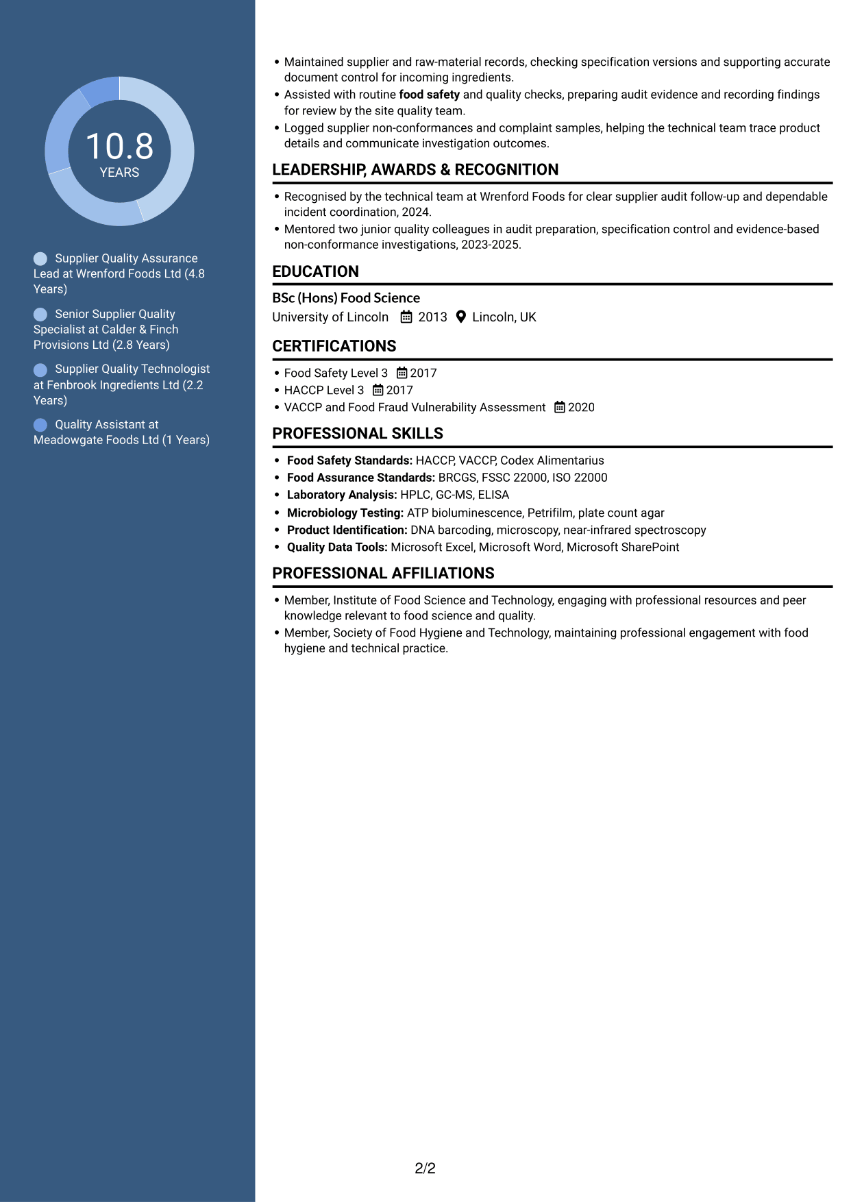 CV example — page 2