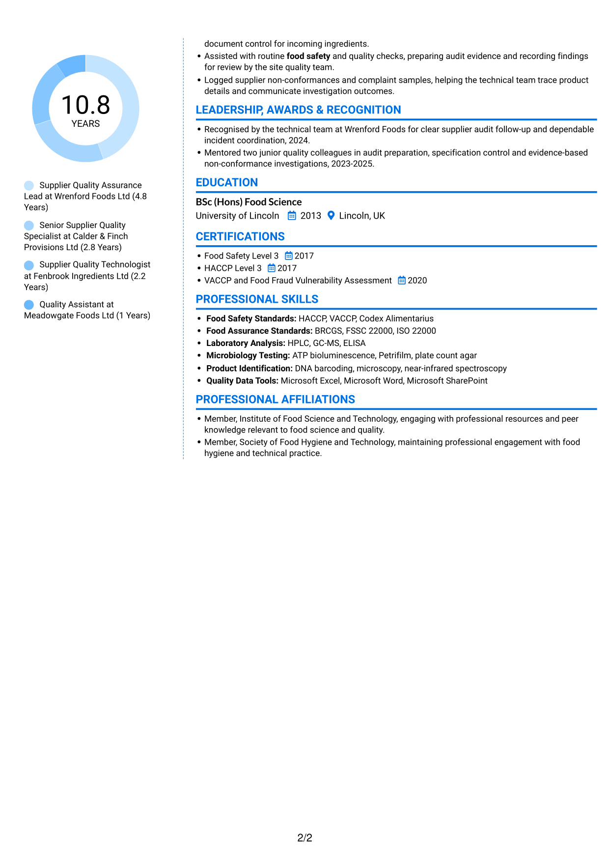 CV example — page 2