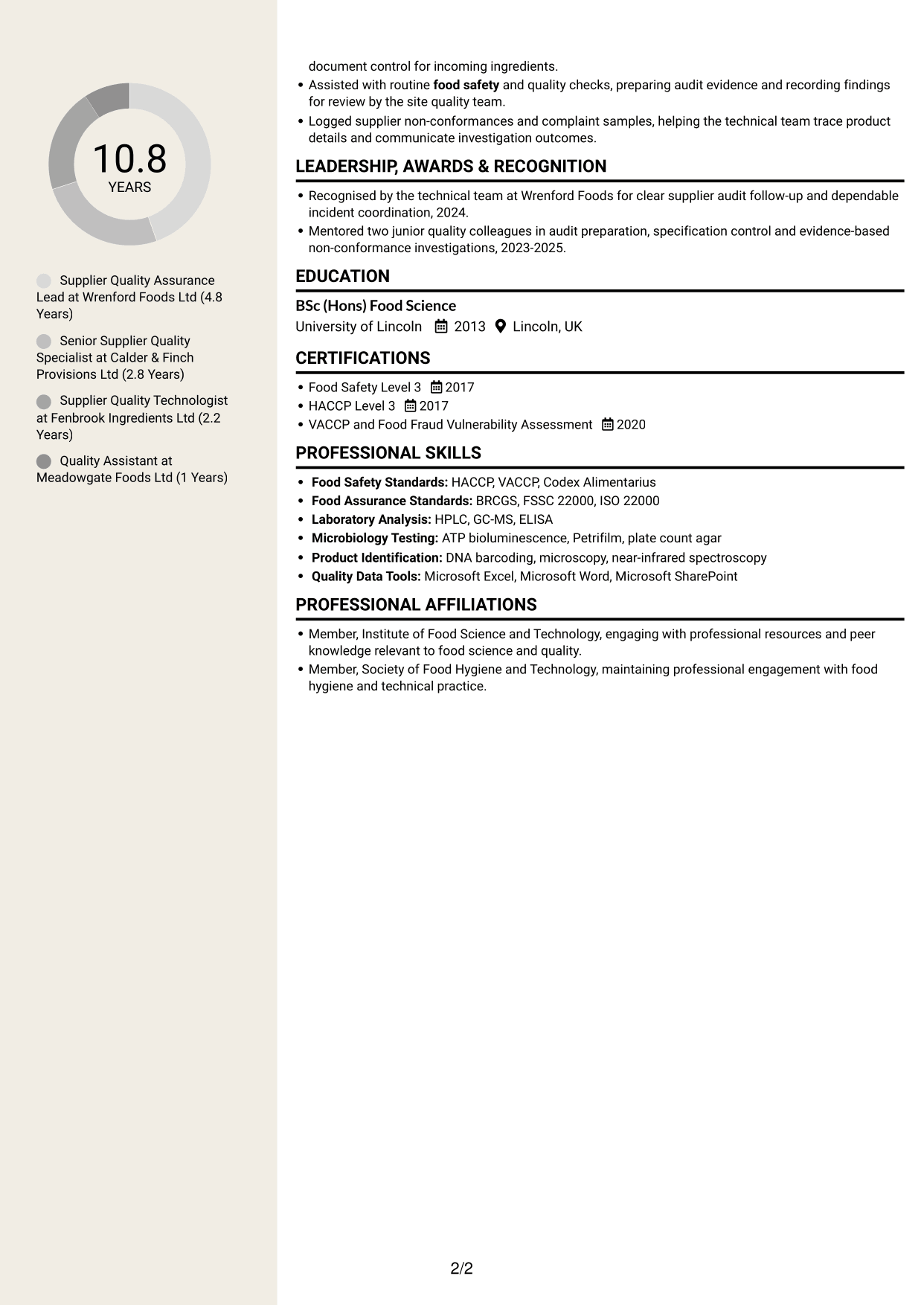 CV example — page 2