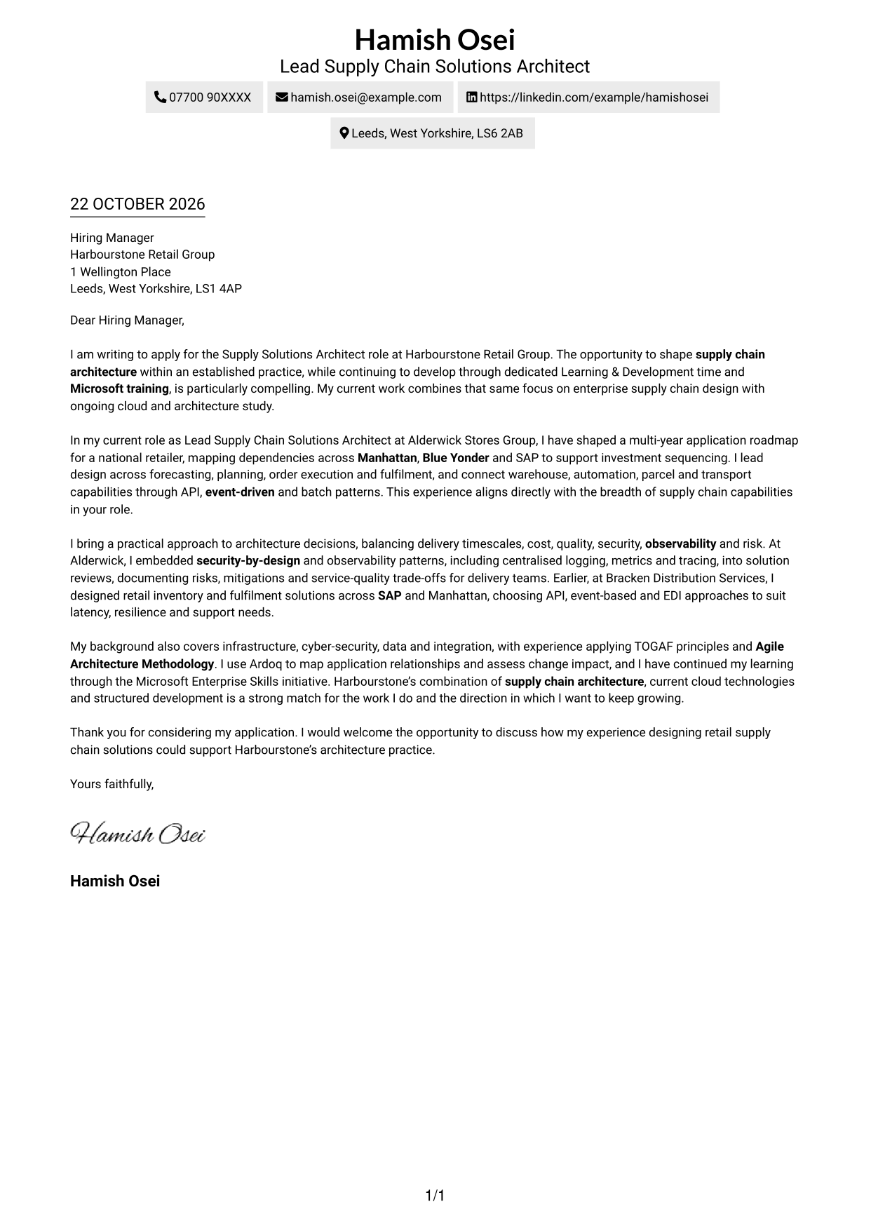 Cover letter example — page 1