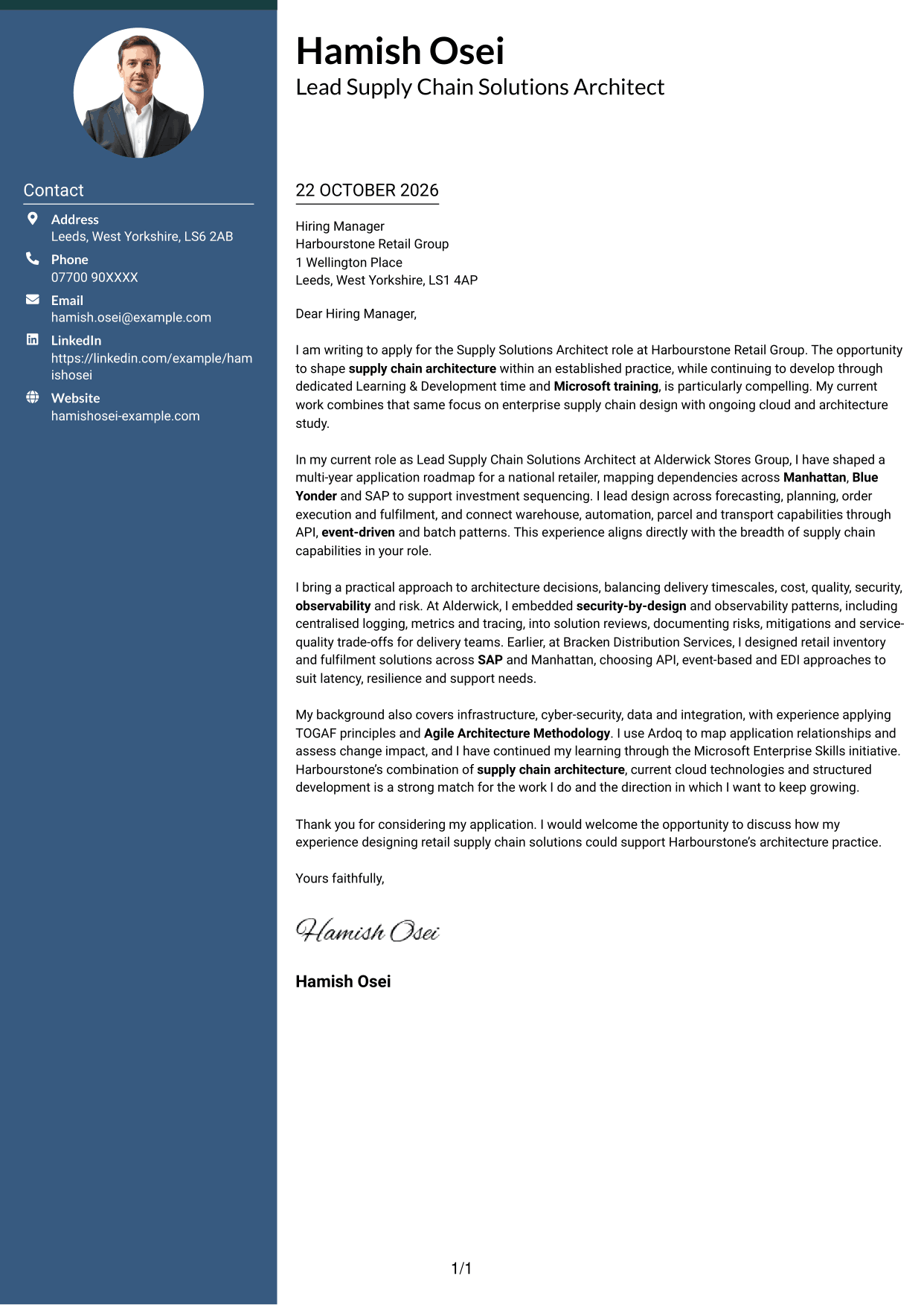 Cover letter example — page 1