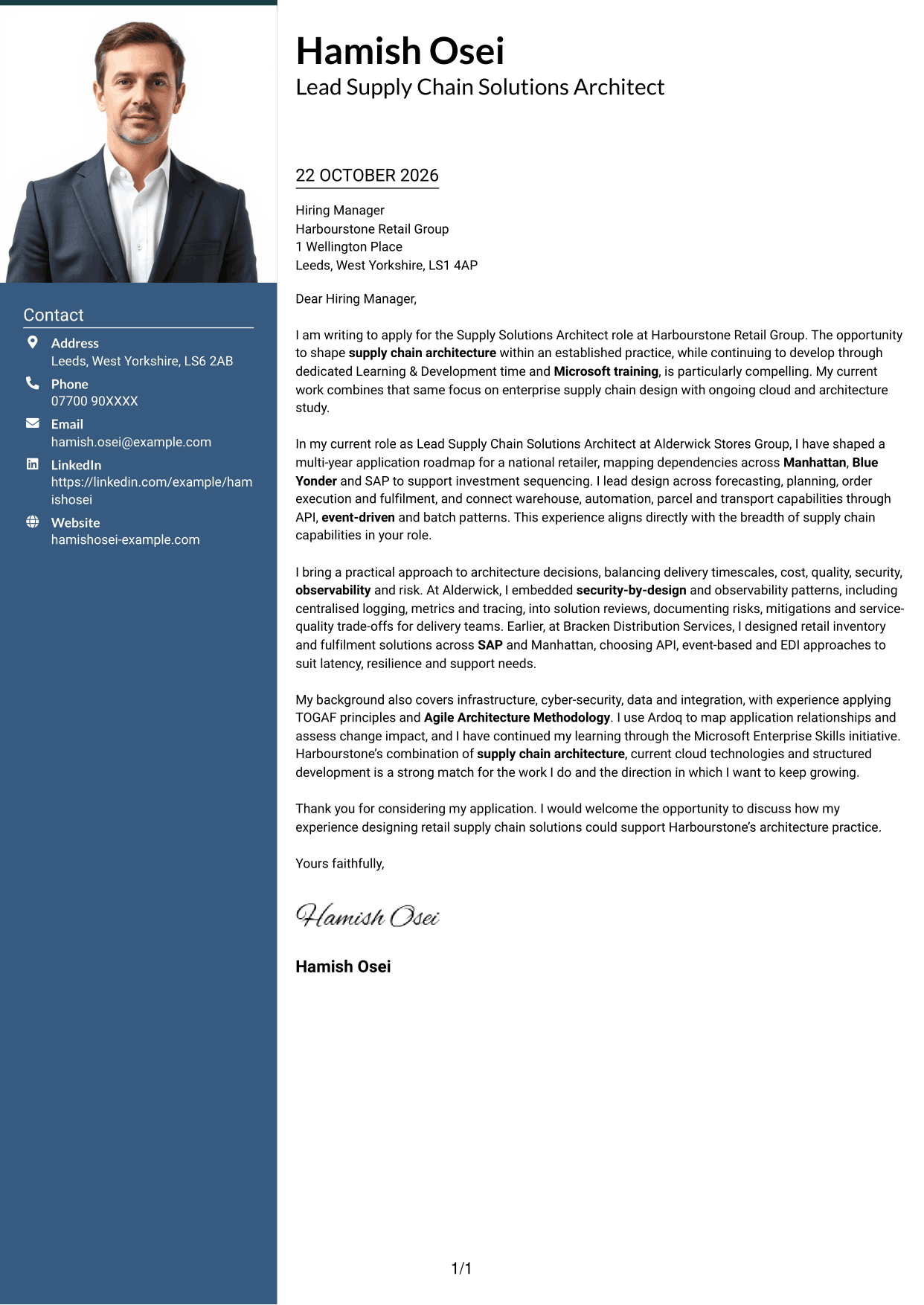 Cover letter example — page 1