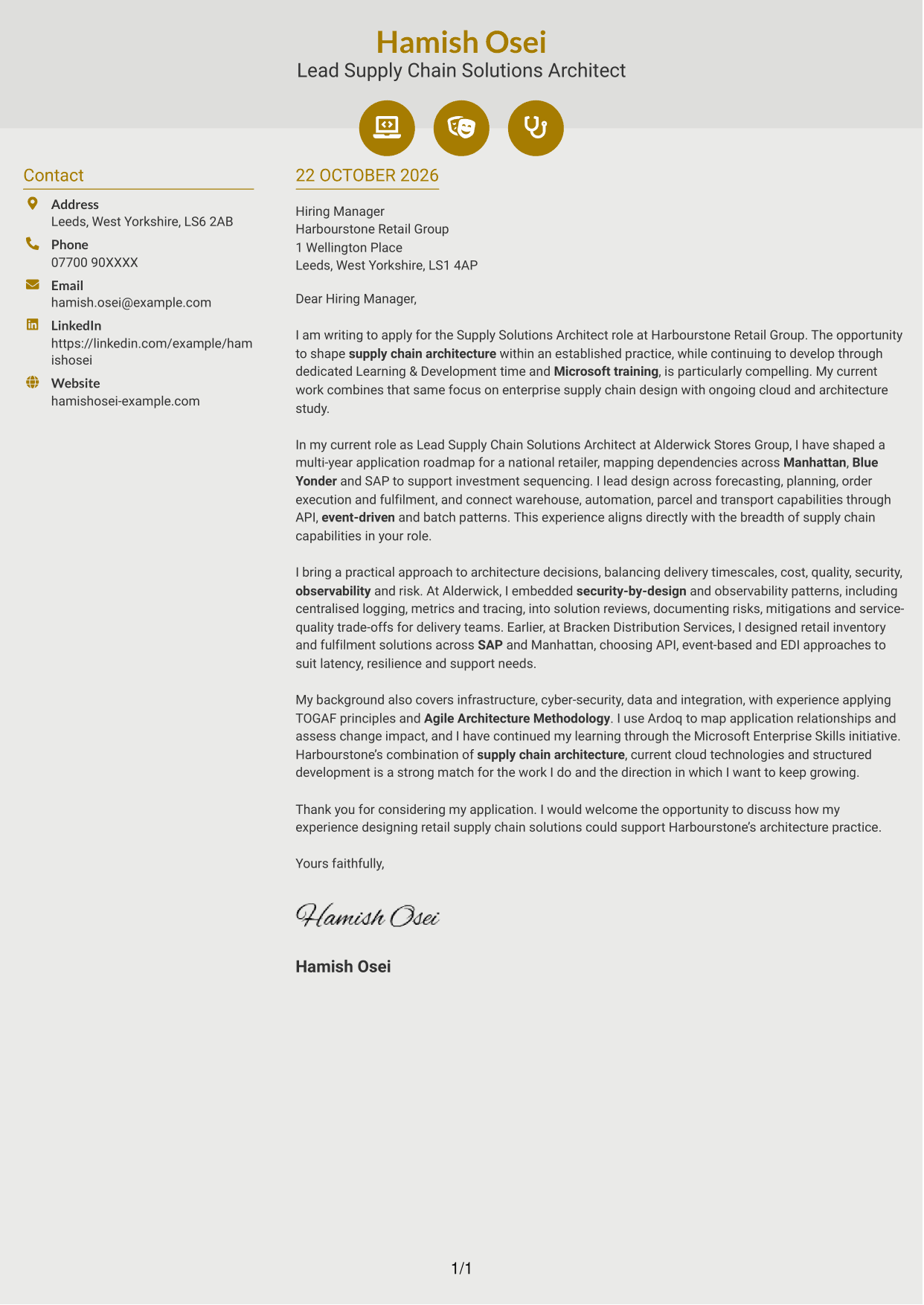 Cover letter example — page 1