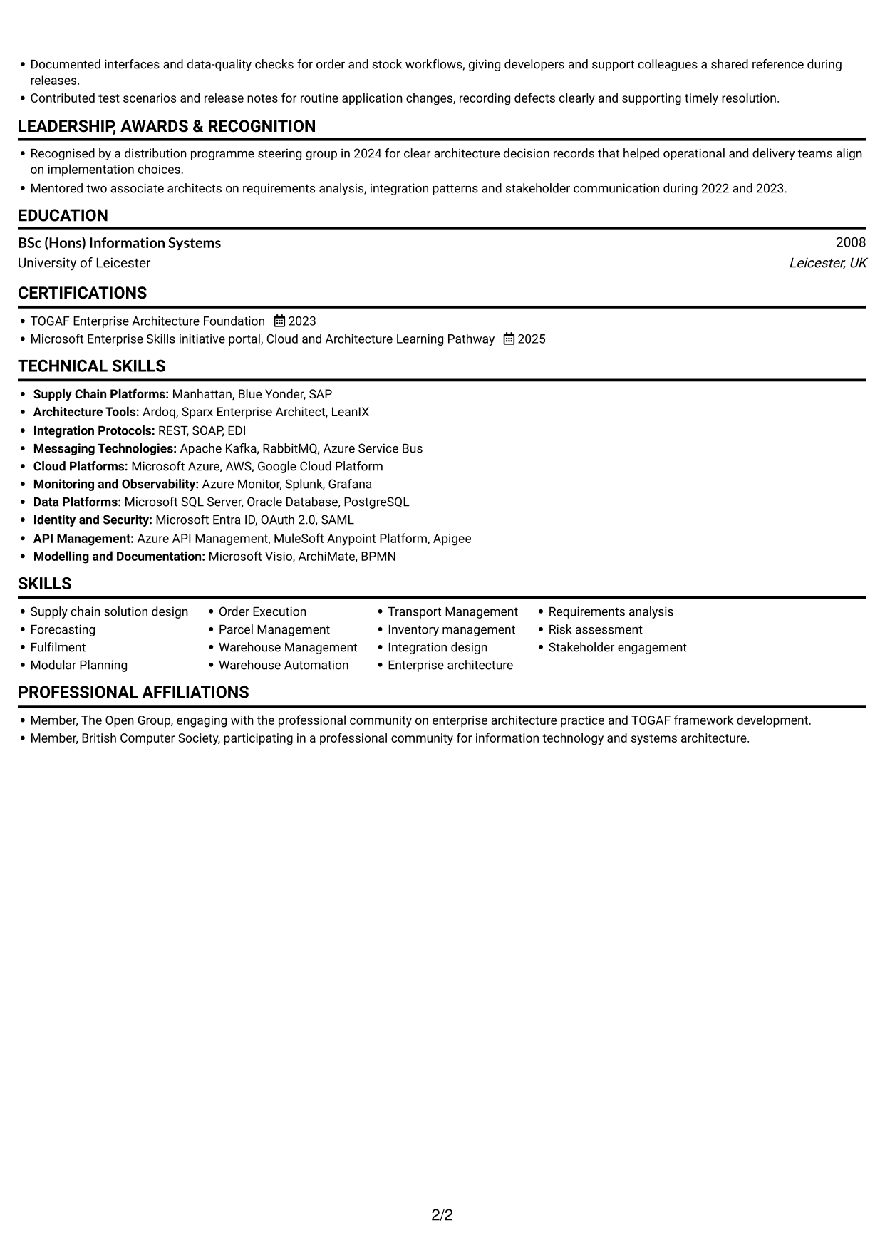 CV example — page 2