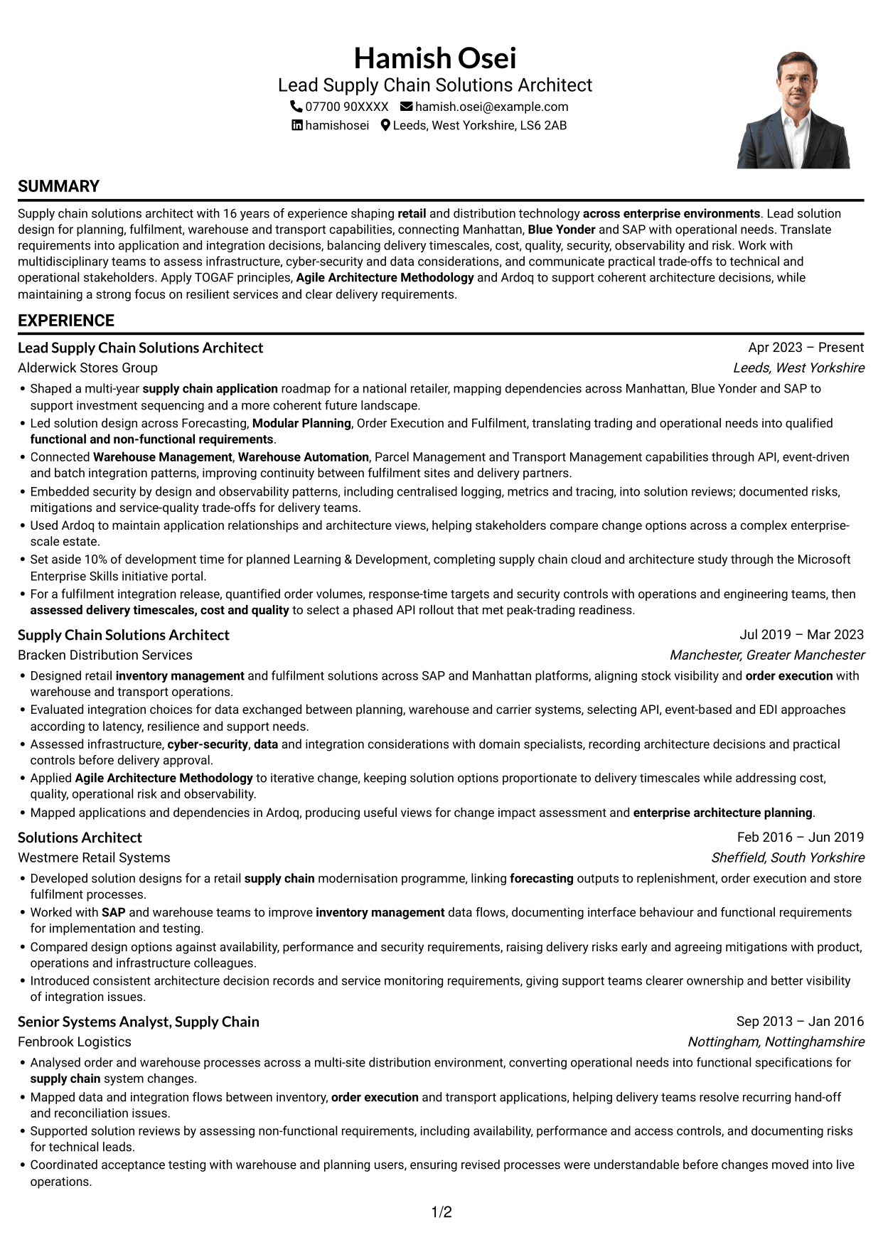 CV example — page 1