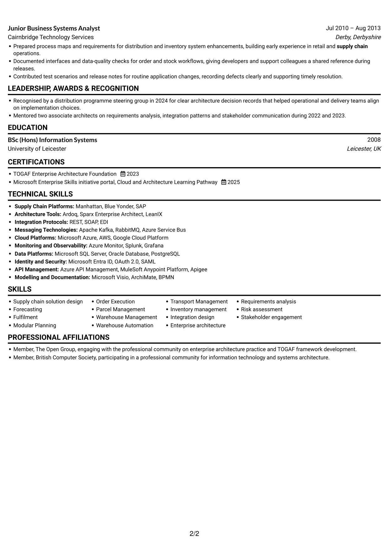 CV example — page 2