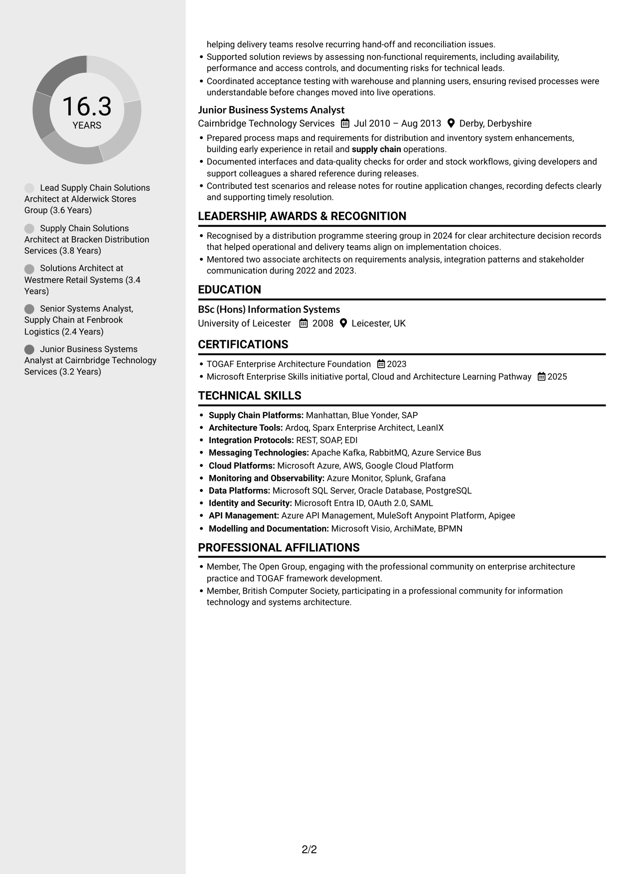 CV example — page 2