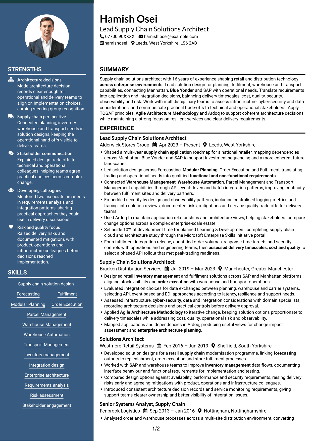 CV example — page 1