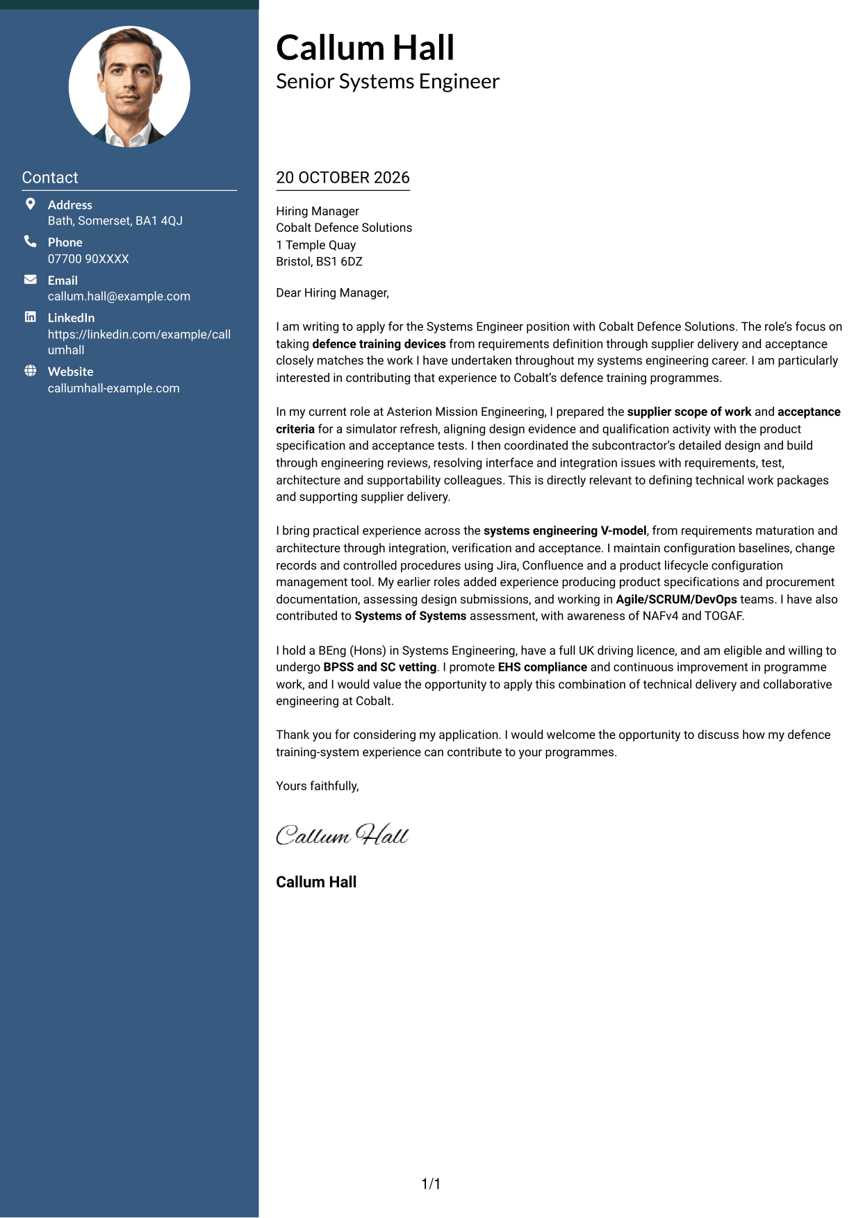 Cover letter example — page 1