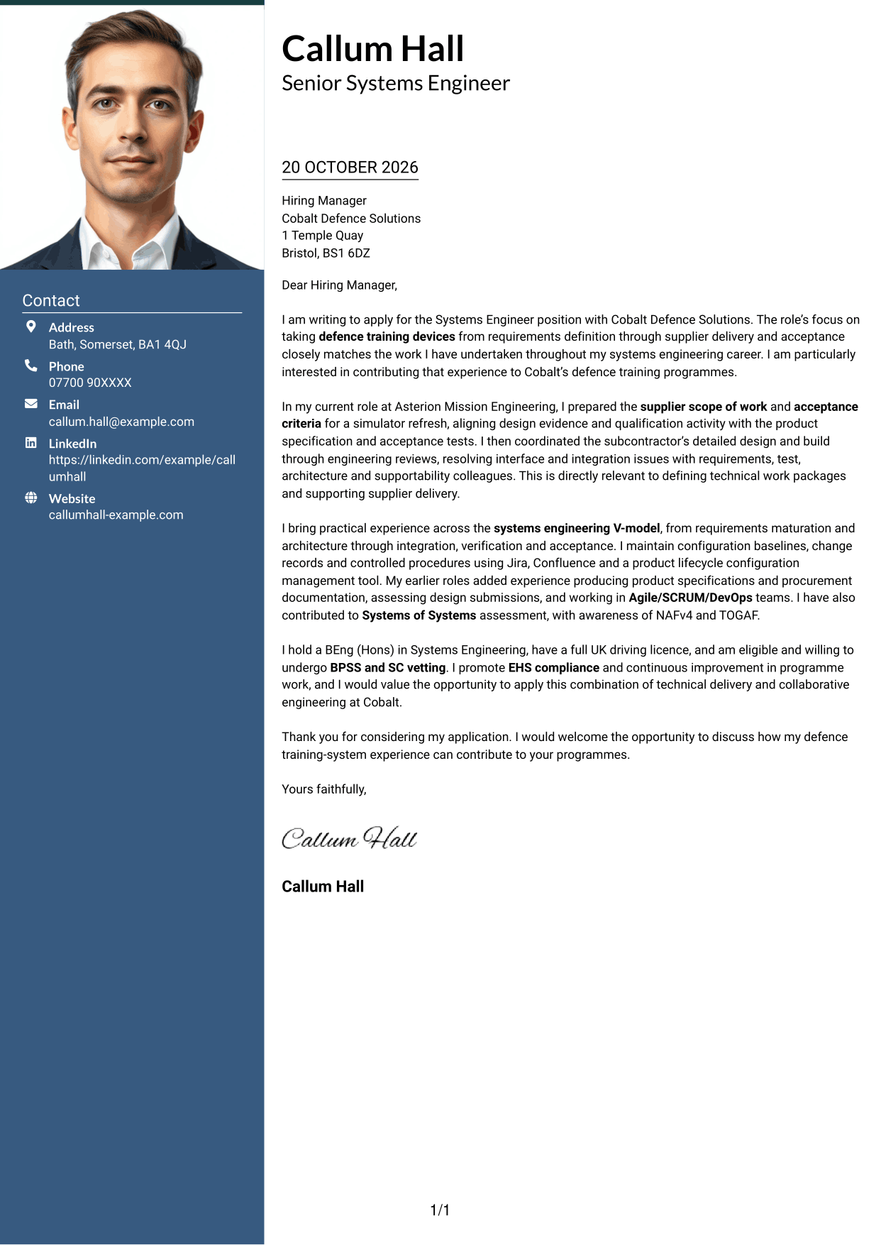 Cover letter example — page 1
