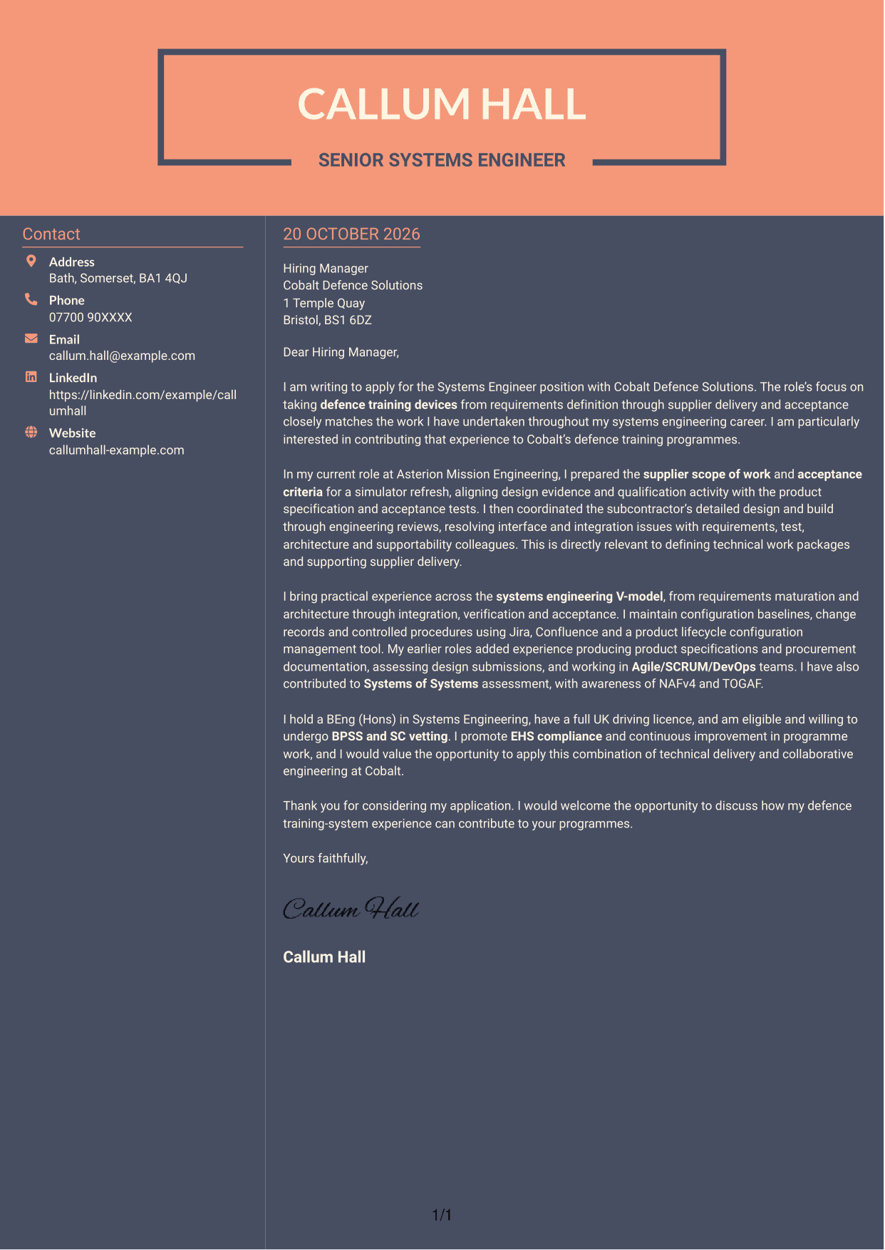 Cover letter example — page 1