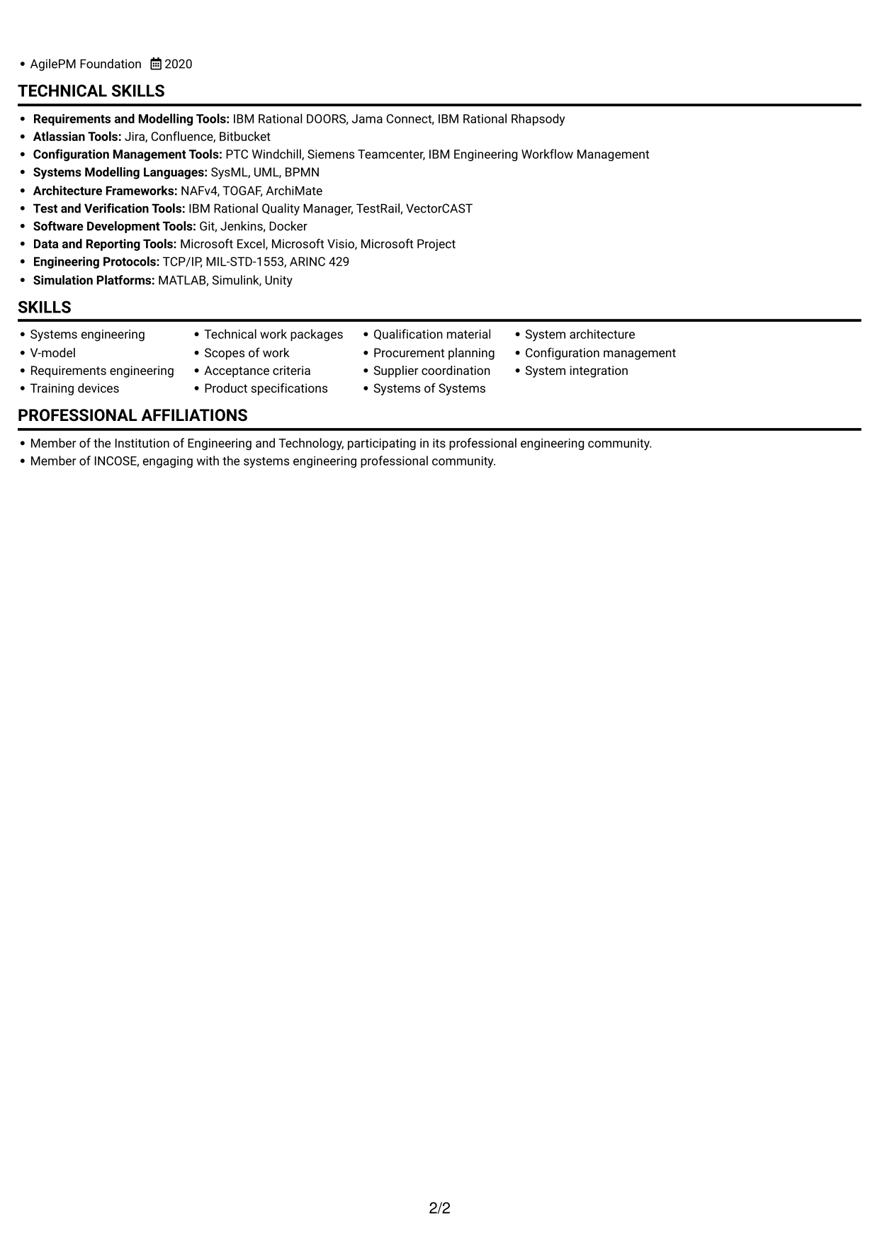 CV example — page 2