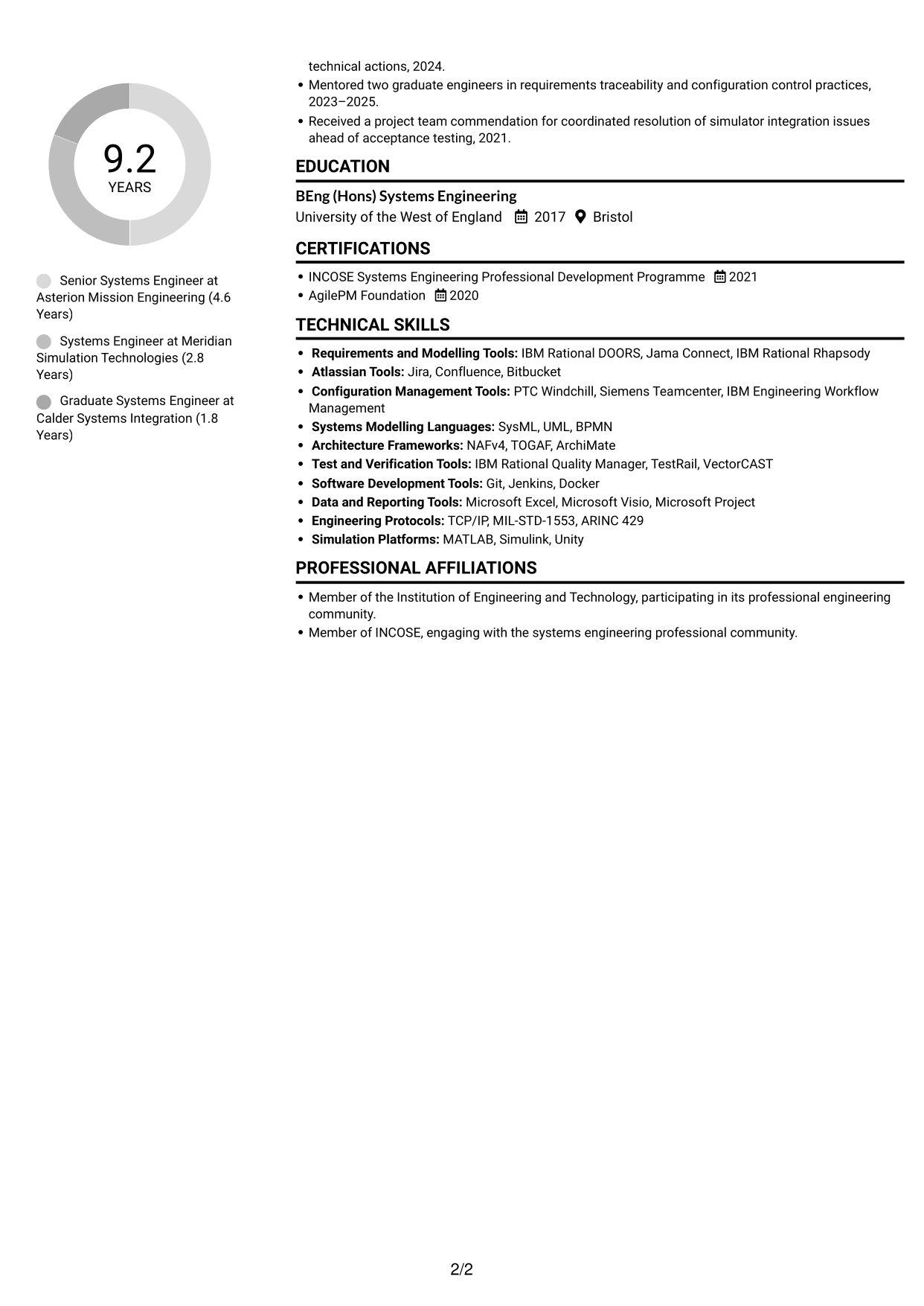 CV example — page 2
