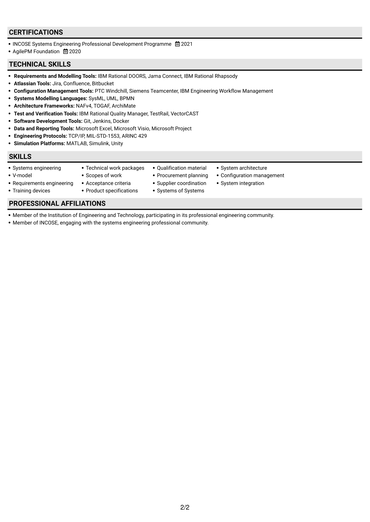 CV example — page 2