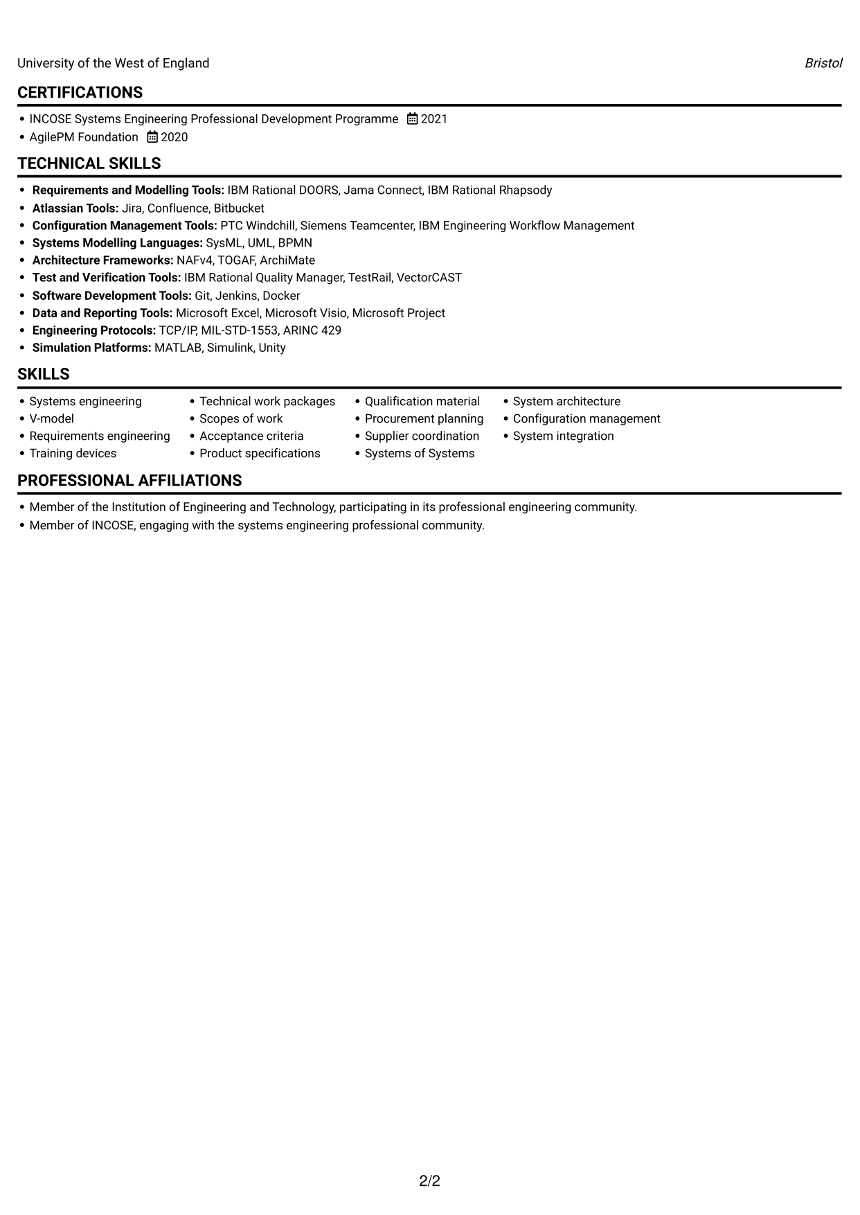 CV example — page 2