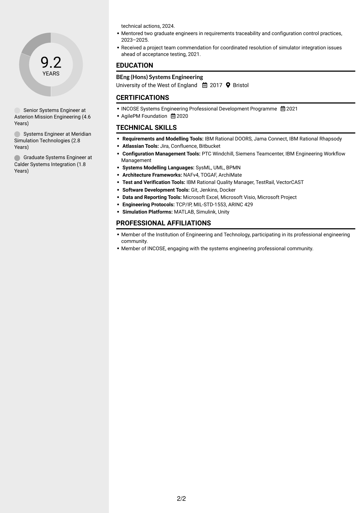 CV example — page 2