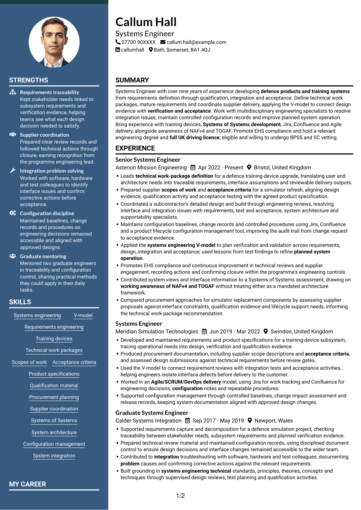 CV example — page 1