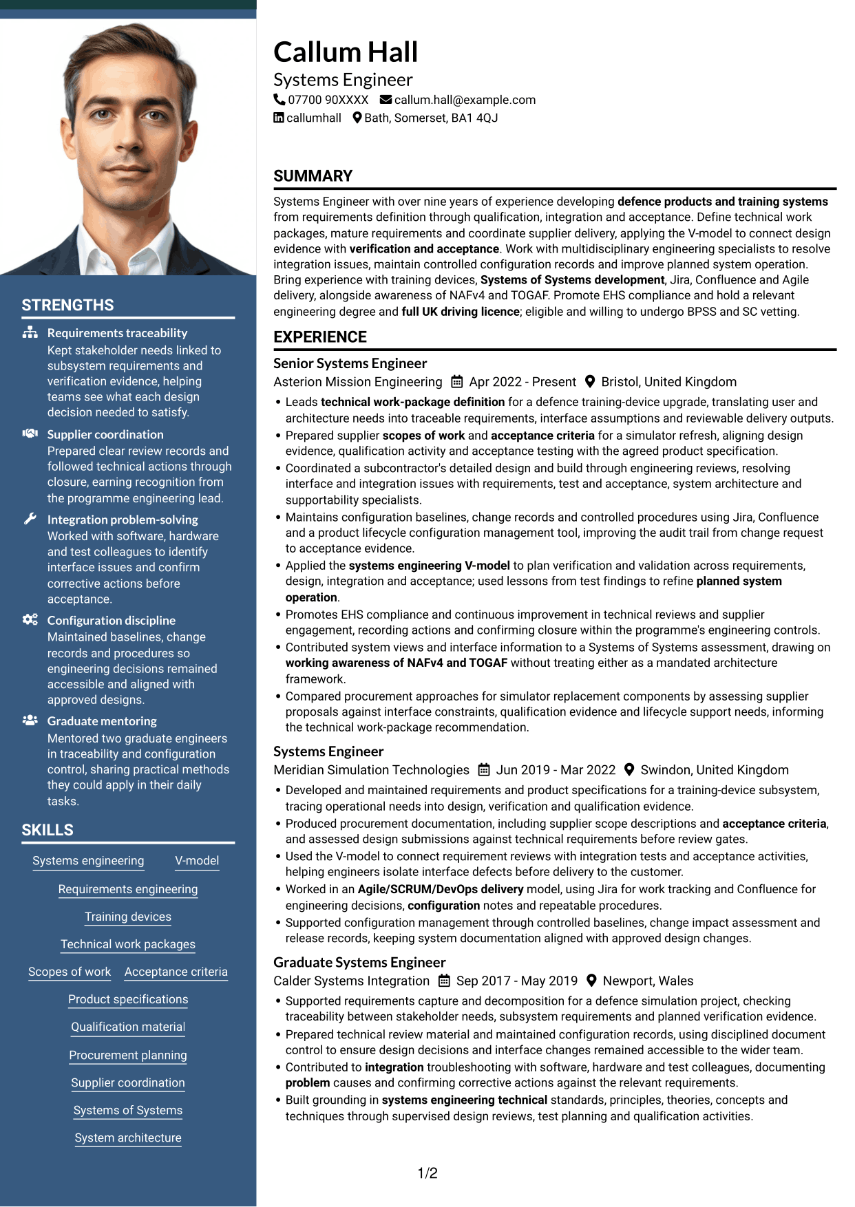 CV example — page 1