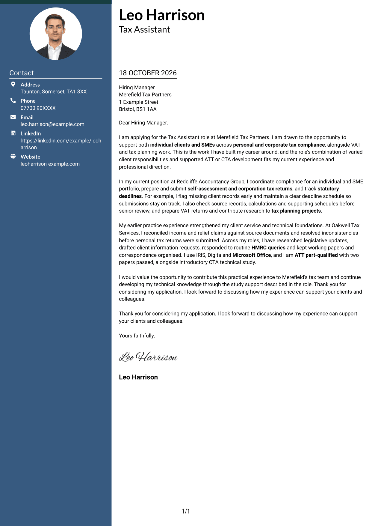 Cover letter example — page 1