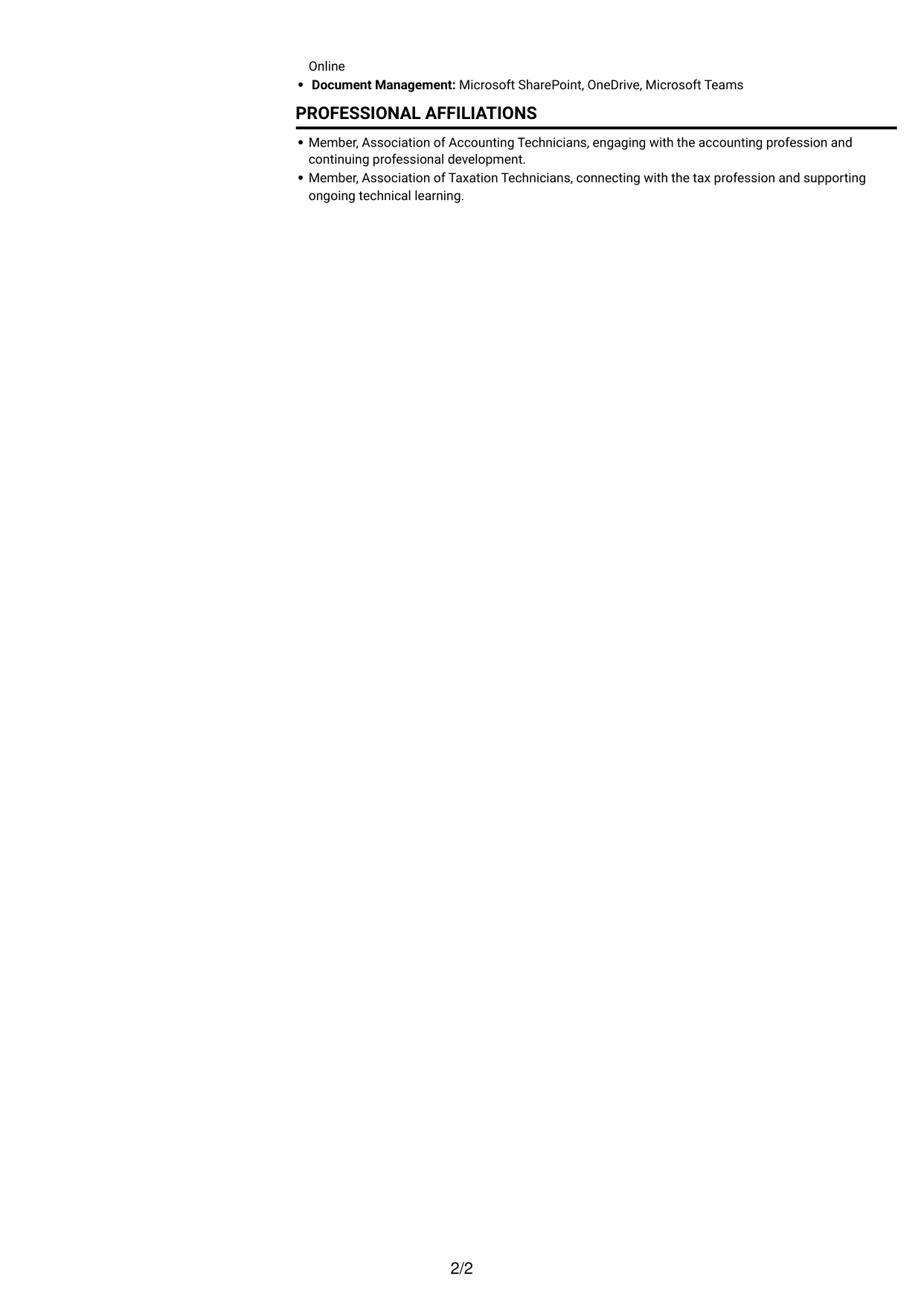 CV example — page 2