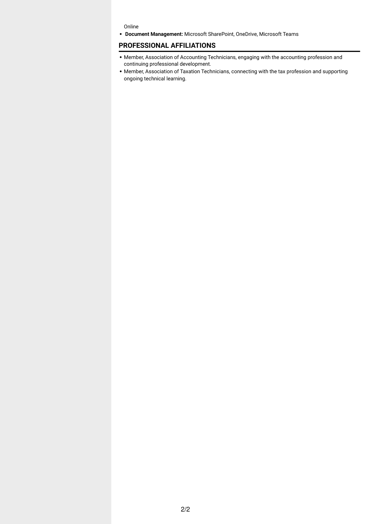 CV example — page 2