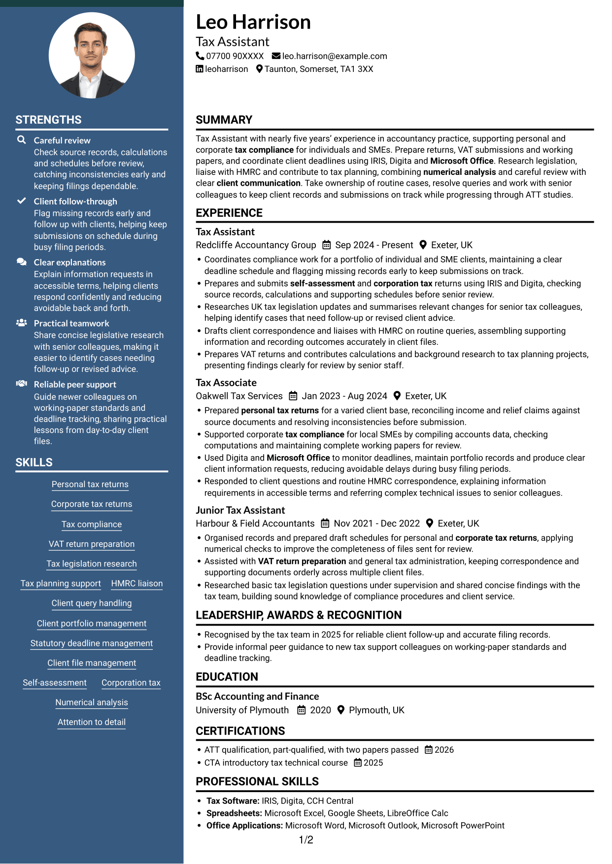 CV example — page 1