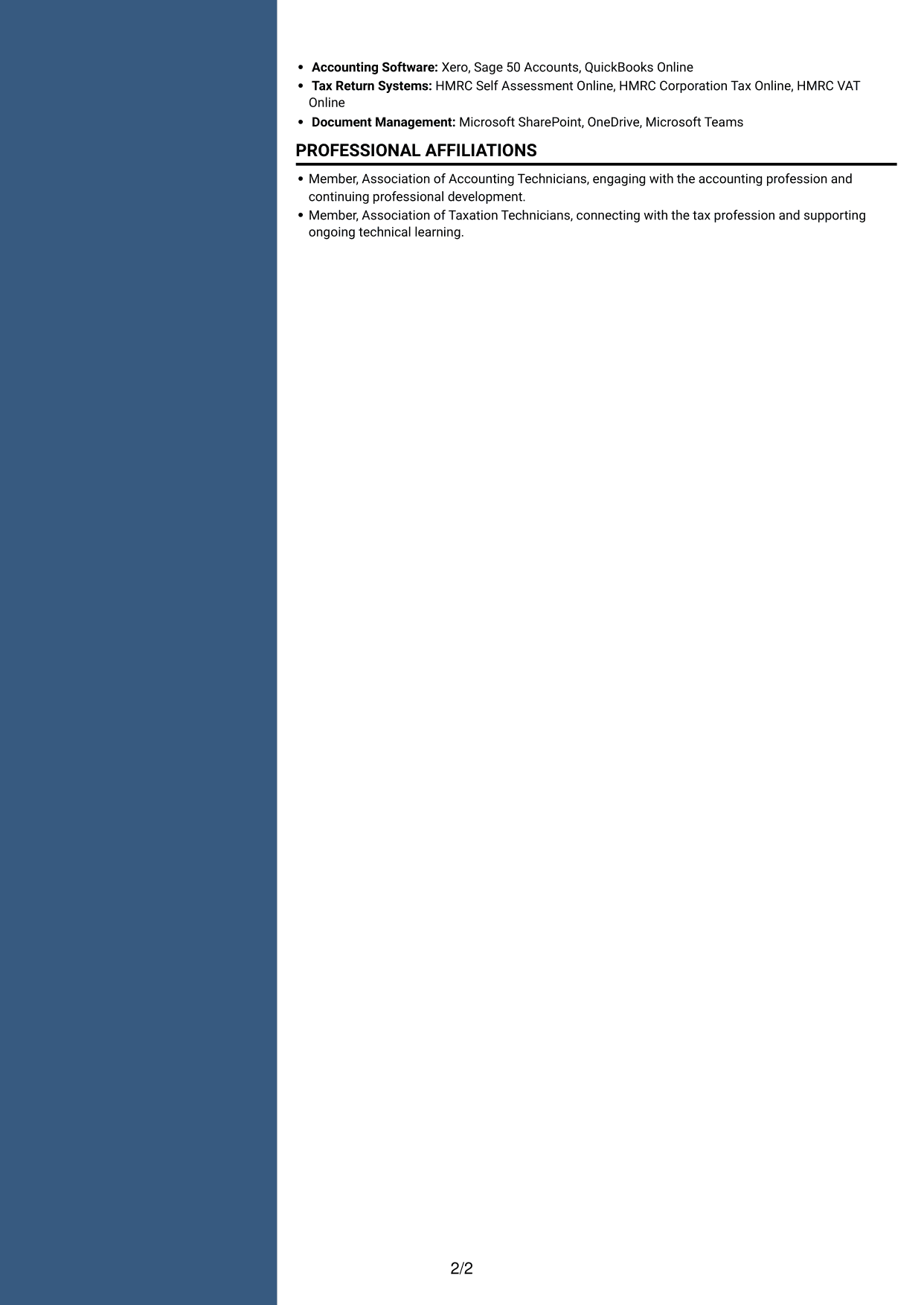 CV example — page 2